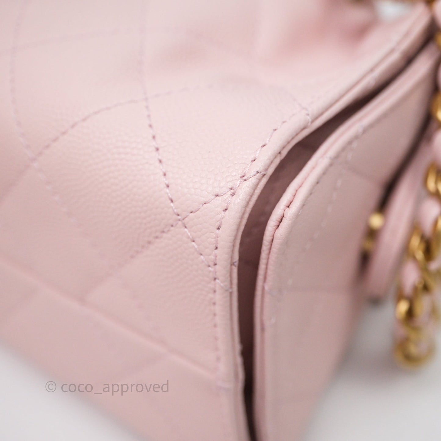 Chanel 25 Mini Pink Caviar Aged Gold Hardware