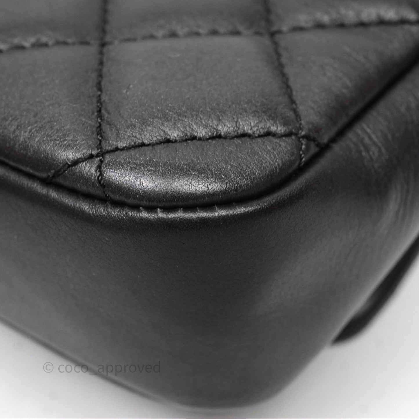 Chanel Mini Flap Top Handle Black Calfskin Aged Gold Hardware