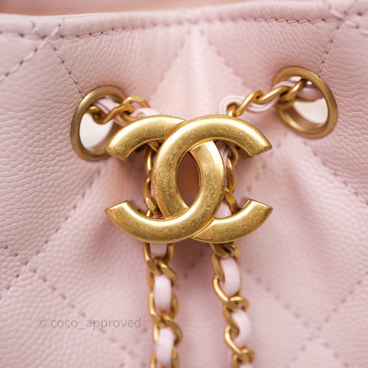 Chanel 25 Mini Pink Caviar Aged Gold Hardware