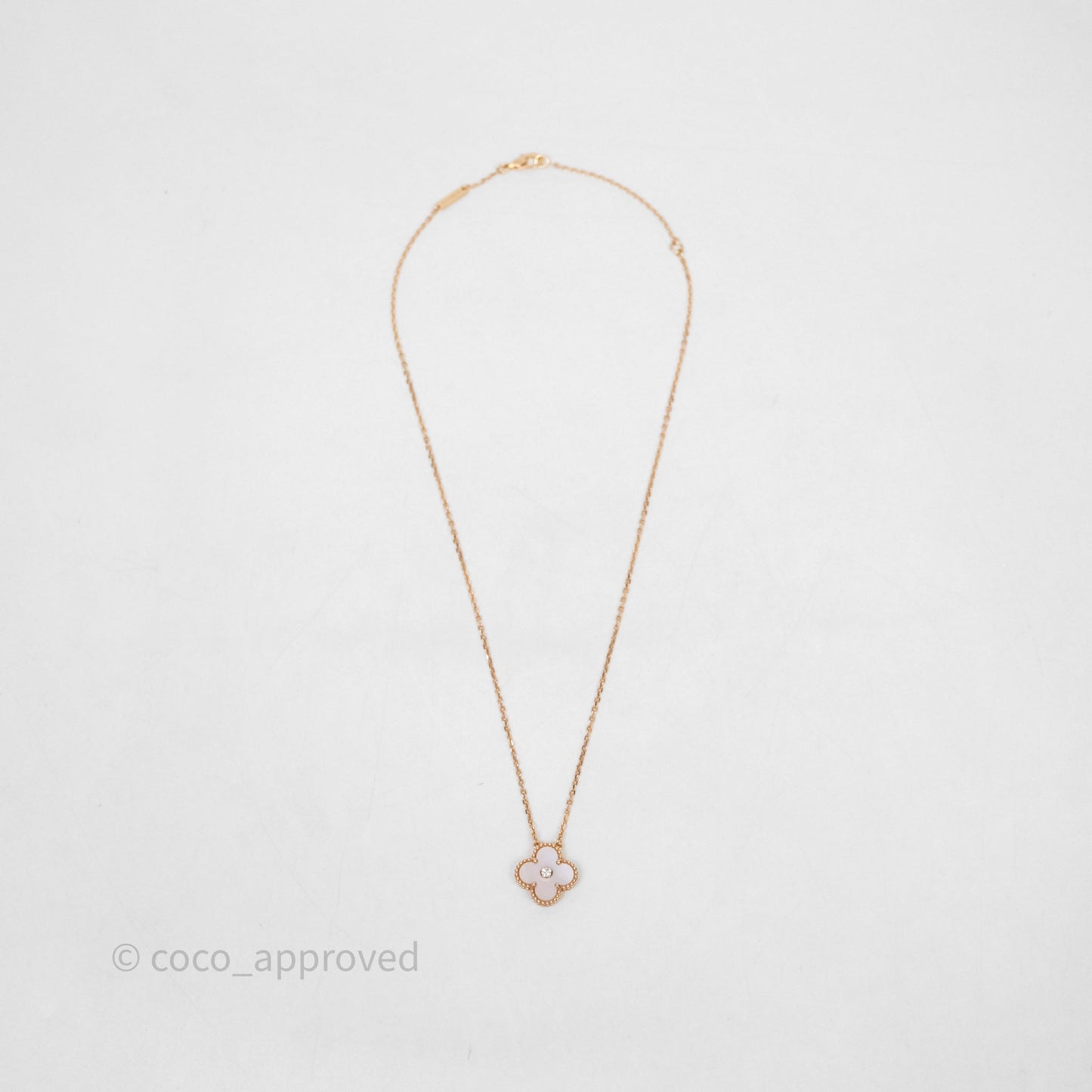 Van Cleef & Arpels Vintage Alhambra Holiday Pendant Pink Diamond Rose Gold