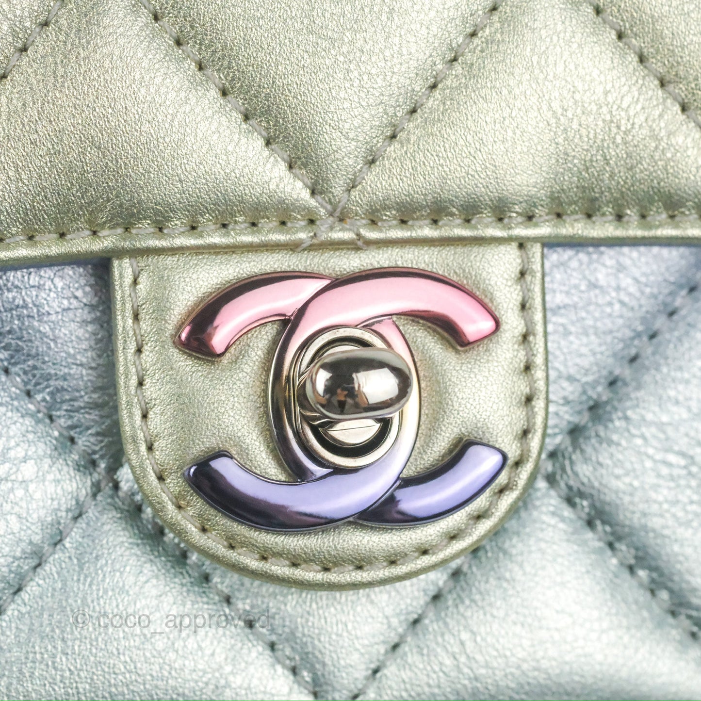 Chanel Wristlet Clutch Iridescent Rainbow Calfskin Leather 21K