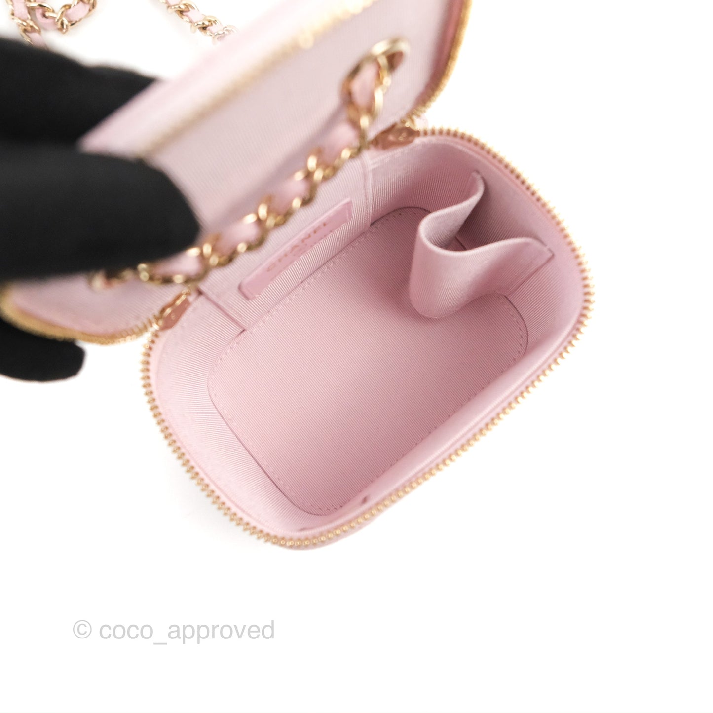 Chanel Mini Vanity With Chain Pink Caviar Gold Hardware
