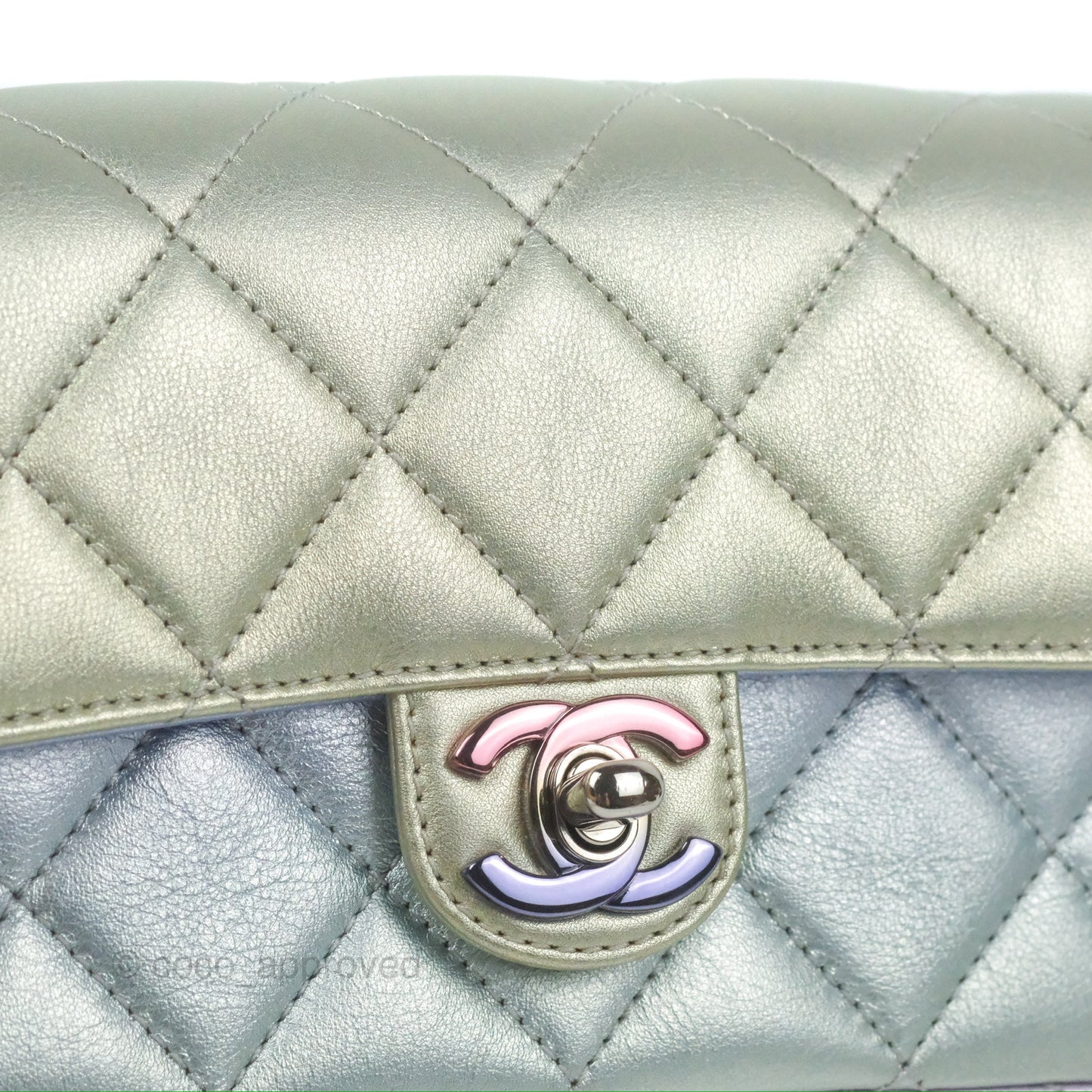 Chanel Wristlet Clutch Iridescent Rainbow Calfskin Leather 21K