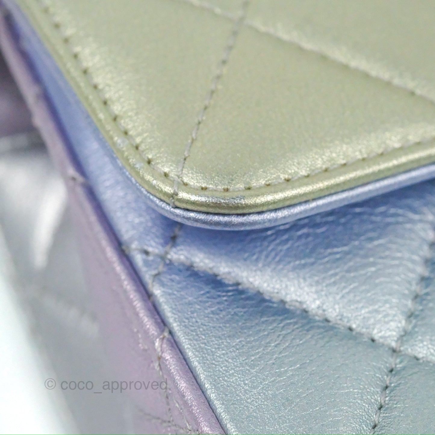Chanel Wristlet Clutch Iridescent Rainbow Calfskin Leather 21K