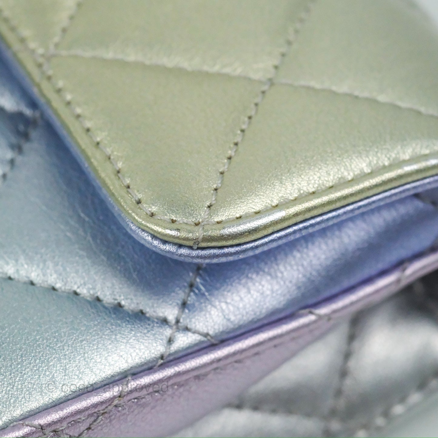 Chanel Wristlet Clutch Iridescent Rainbow Calfskin Leather 21K