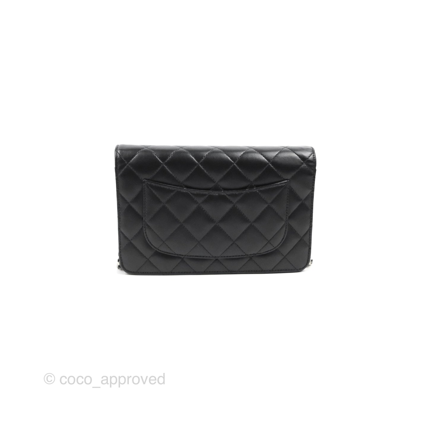 Chanel Quilted Classic Wallet on Chain WOC Black Lambskin Silver Hardware
