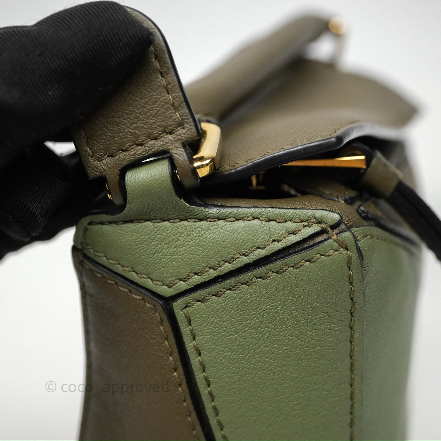 Loewe Mini Puzzle Bag Green Calfskin Gold Hardware