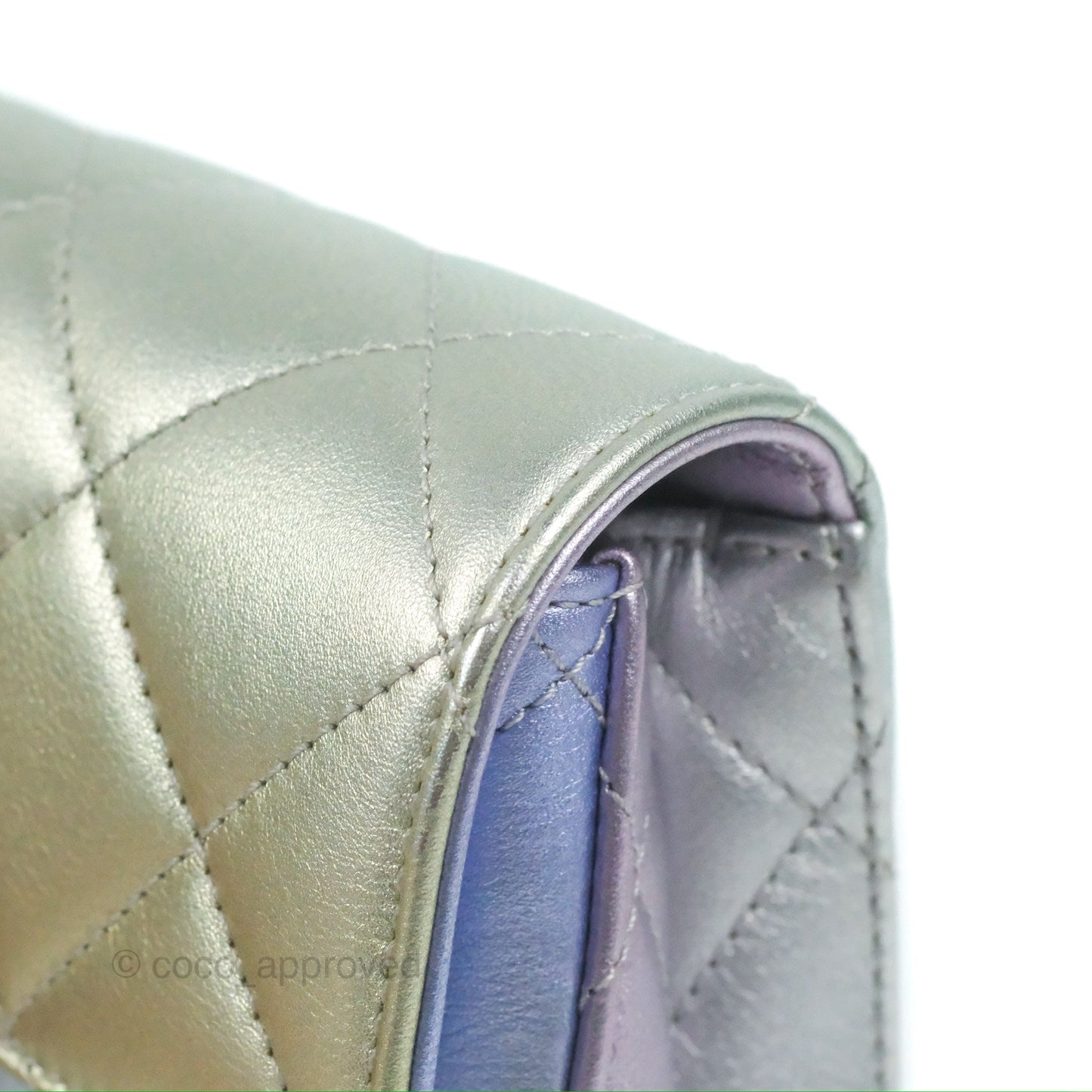 Chanel Wristlet Clutch Iridescent Rainbow Calfskin Leather 21K