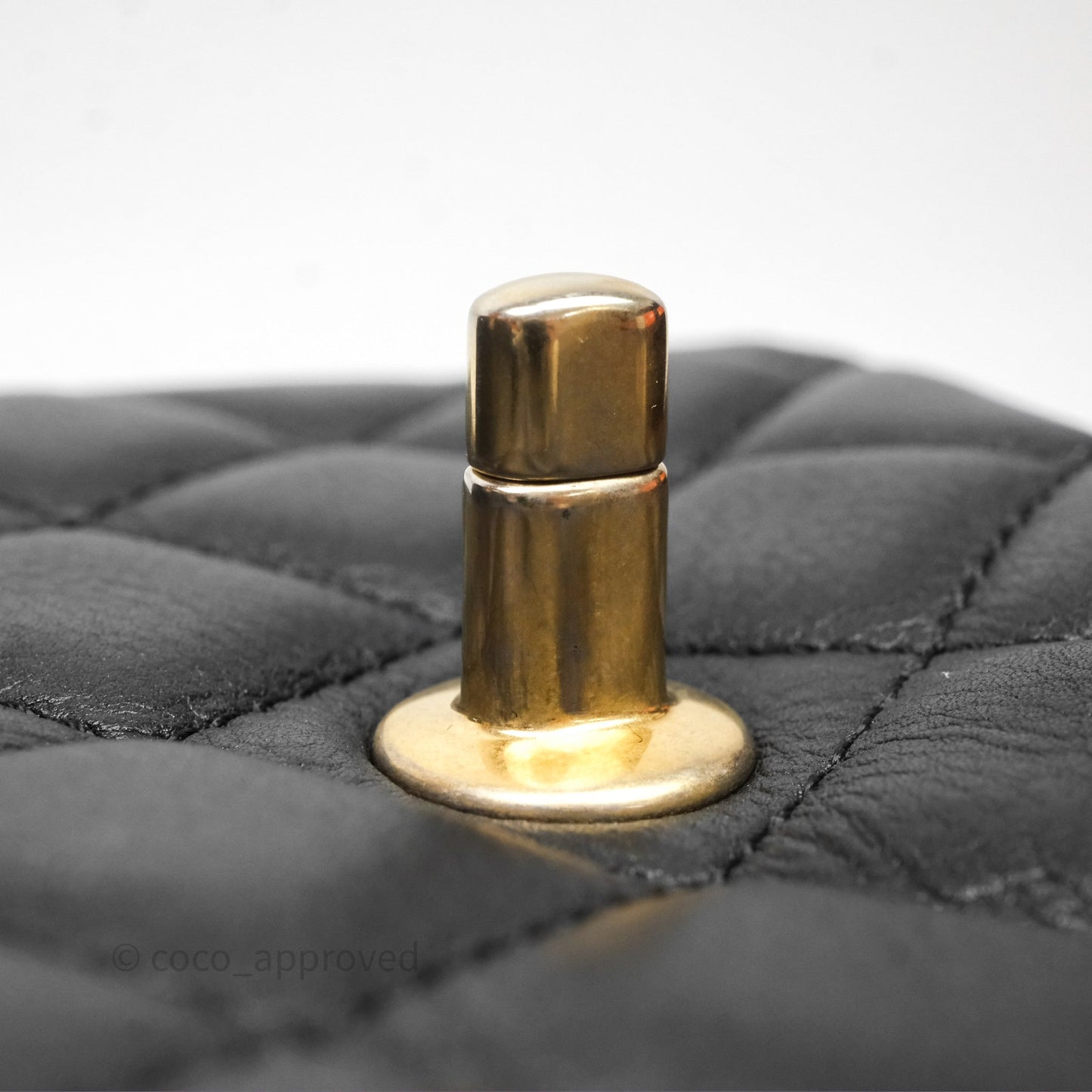 Chanel Mini Flap Top Handle Black Calfskin Aged Gold Hardware