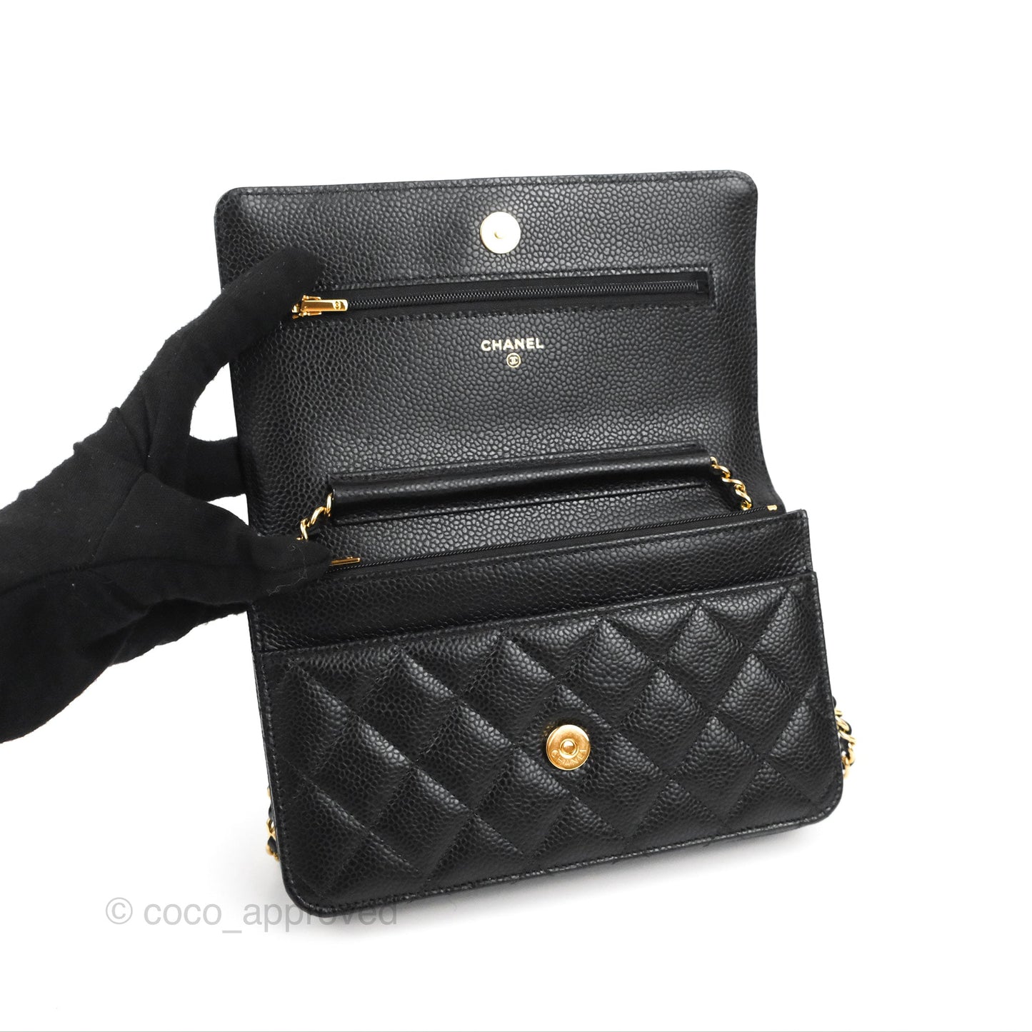 Chanel Quilted Classic WOC Black Caviar Gold Hardware