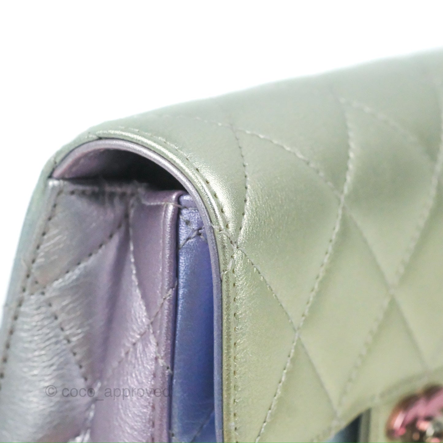 Chanel Wristlet Clutch Iridescent Rainbow Calfskin Leather 21K