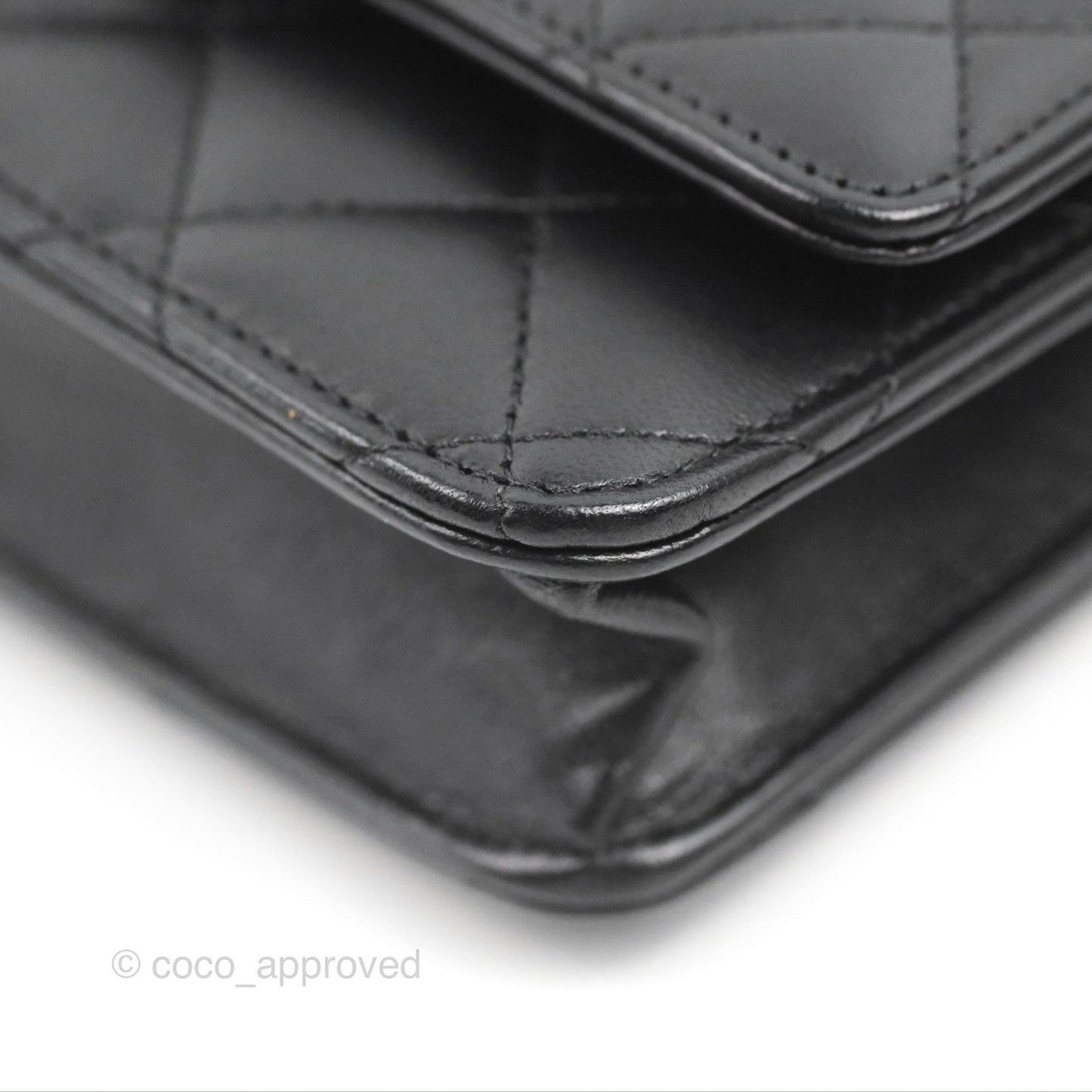 Chanel Quilted Classic Wallet on Chain WOC Black Lambskin Silver Hardware