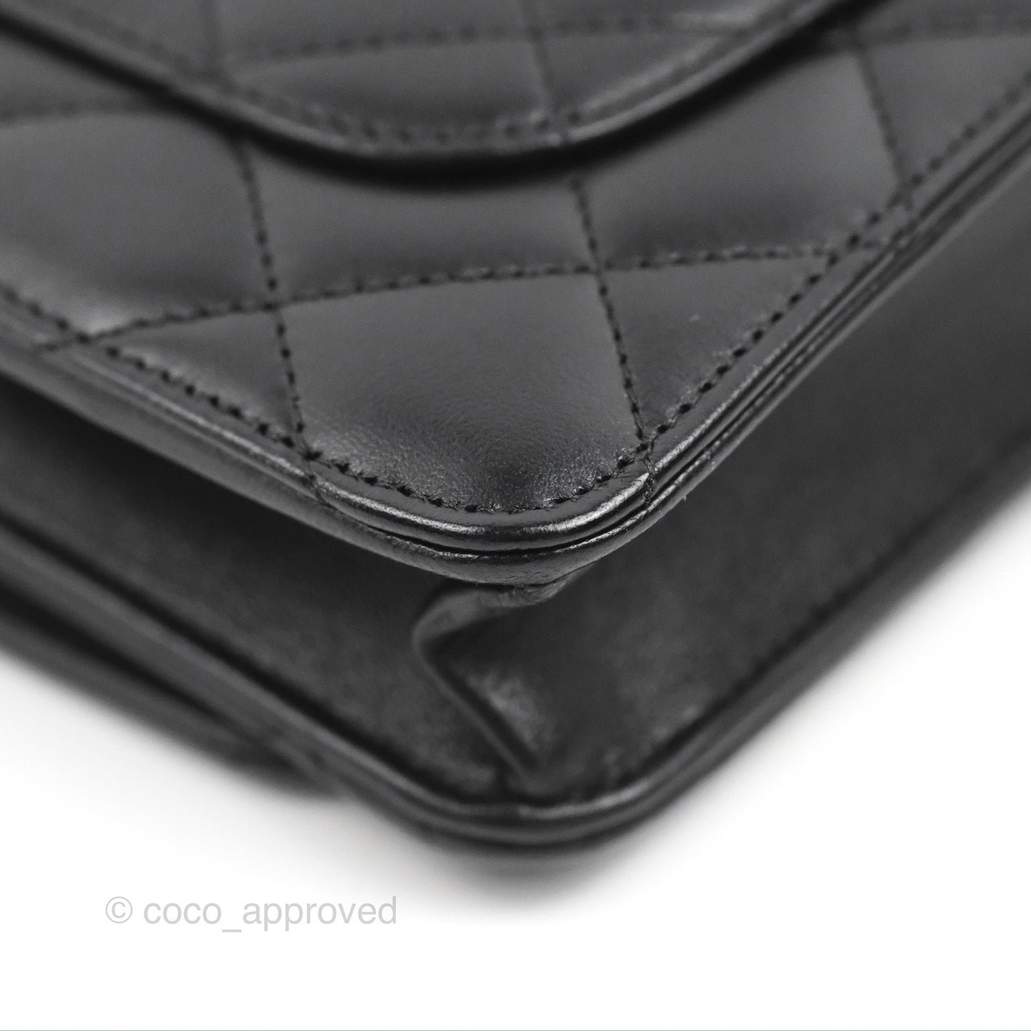 Chanel Quilted Classic Wallet on Chain WOC Black Lambskin Silver Hardware