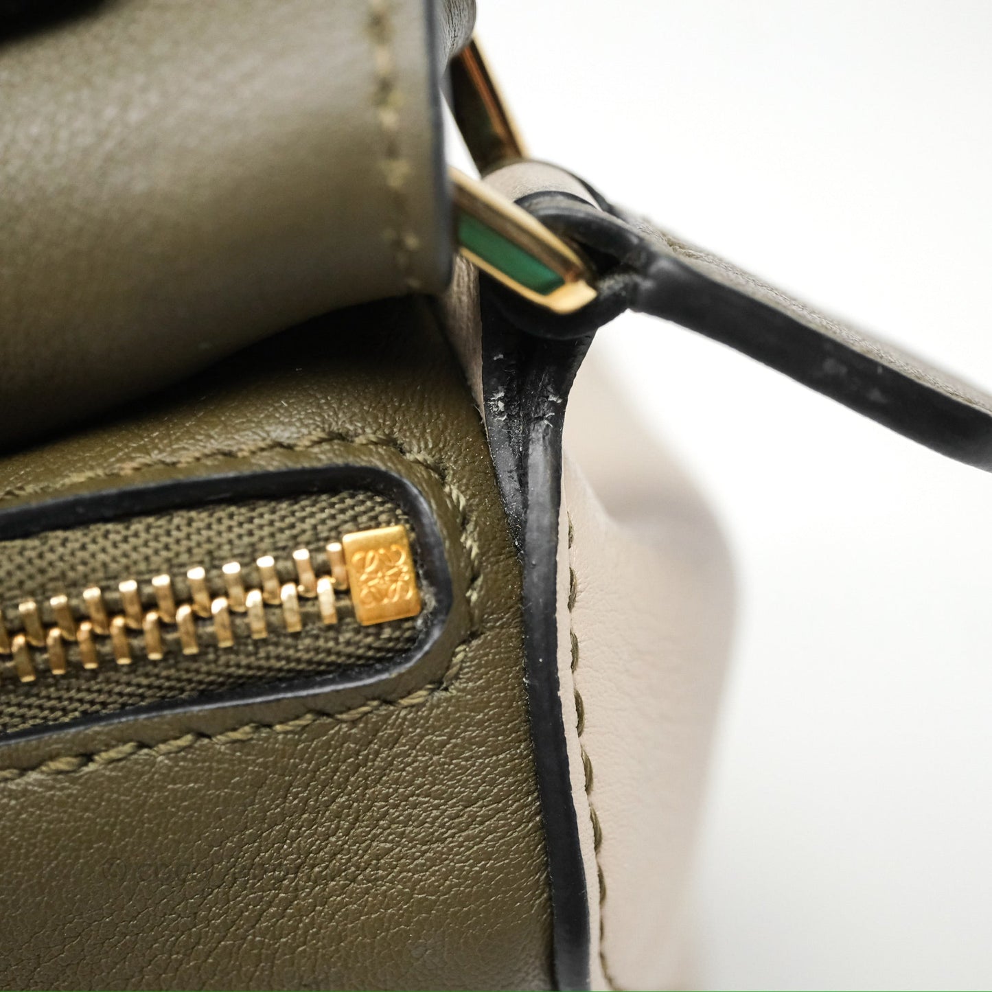 Loewe Mini Puzzle Bag Green Calfskin Gold Hardware