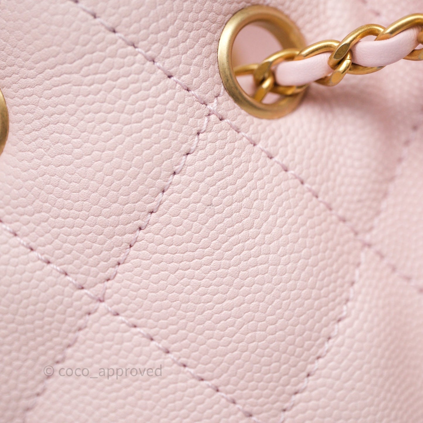 Chanel 25 Mini Pink Caviar Aged Gold Hardware