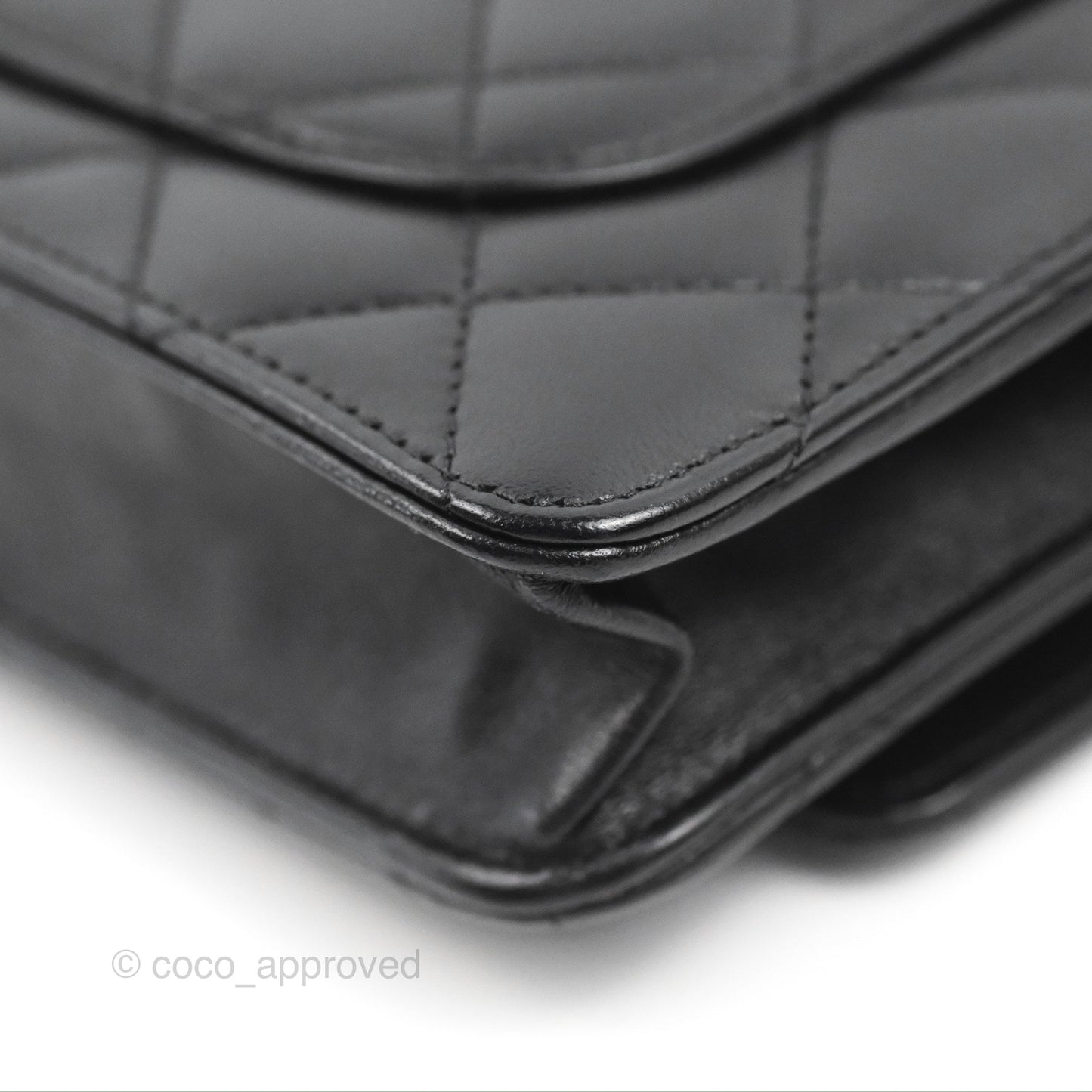 Chanel Quilted Classic Wallet on Chain WOC Black Lambskin Silver Hardware