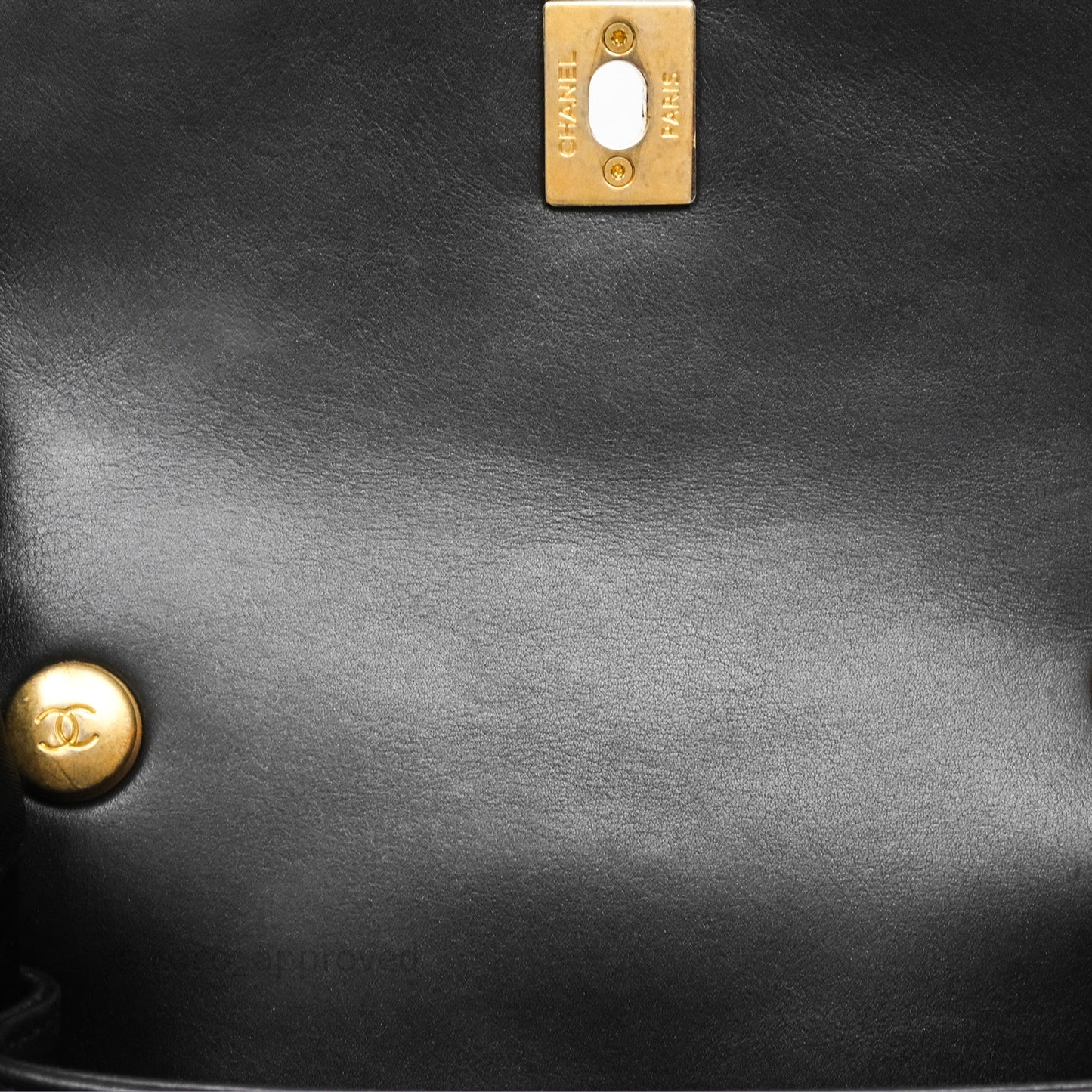 Chanel Mini Flap Top Handle Black Calfskin Aged Gold Hardware