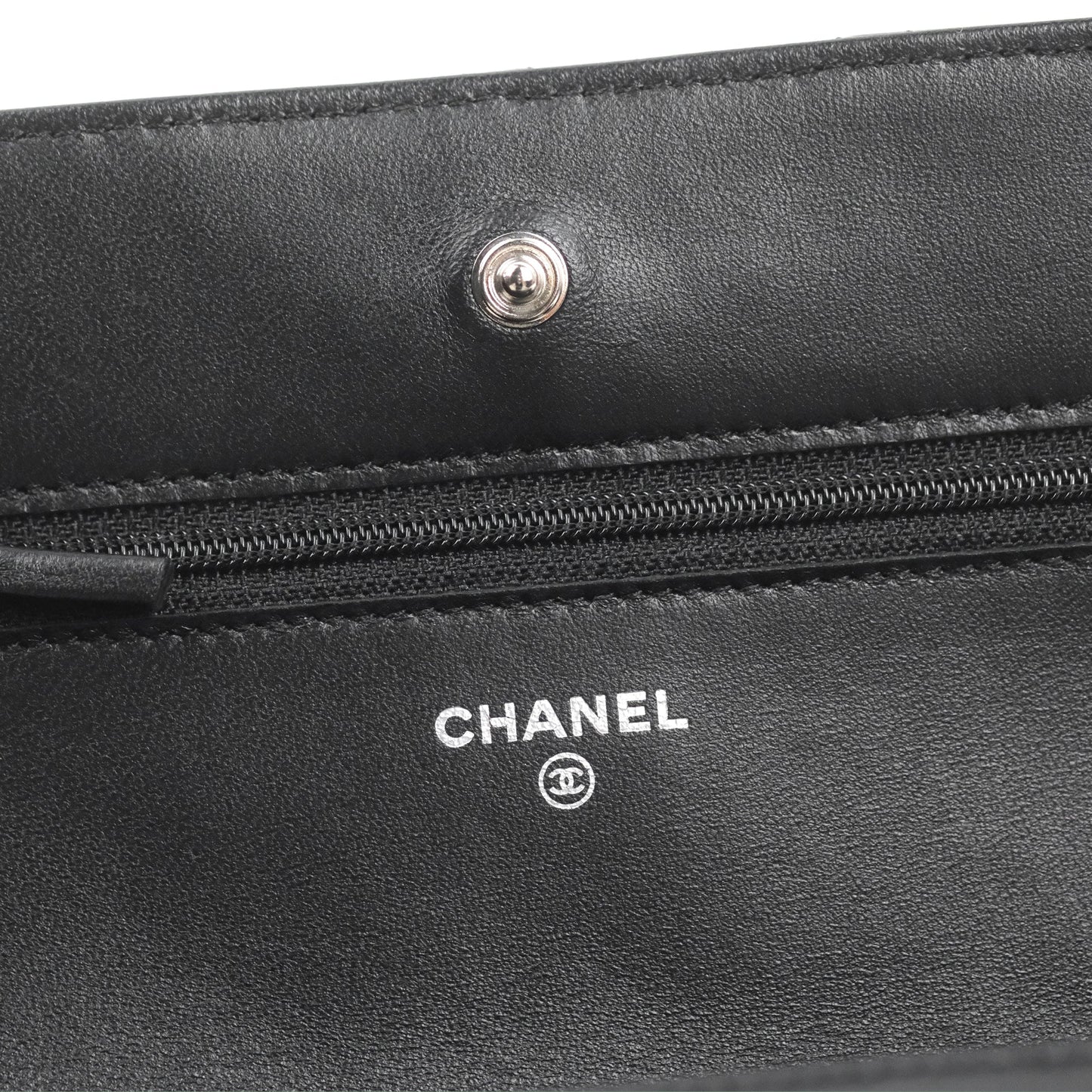 Chanel Quilted Classic Wallet on Chain WOC Black Lambskin Silver Hardware