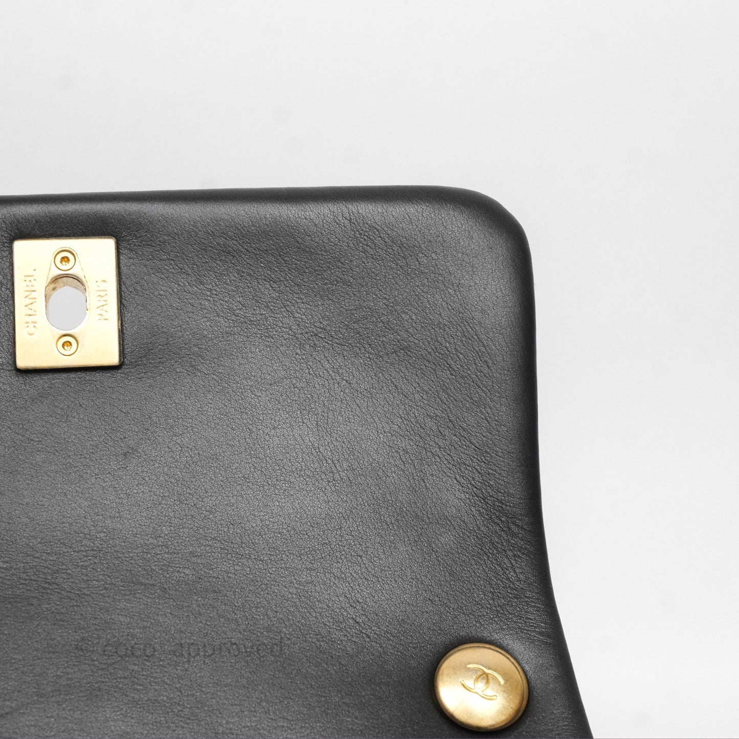 Chanel Mini Flap Top Handle Black Calfskin Aged Gold Hardware