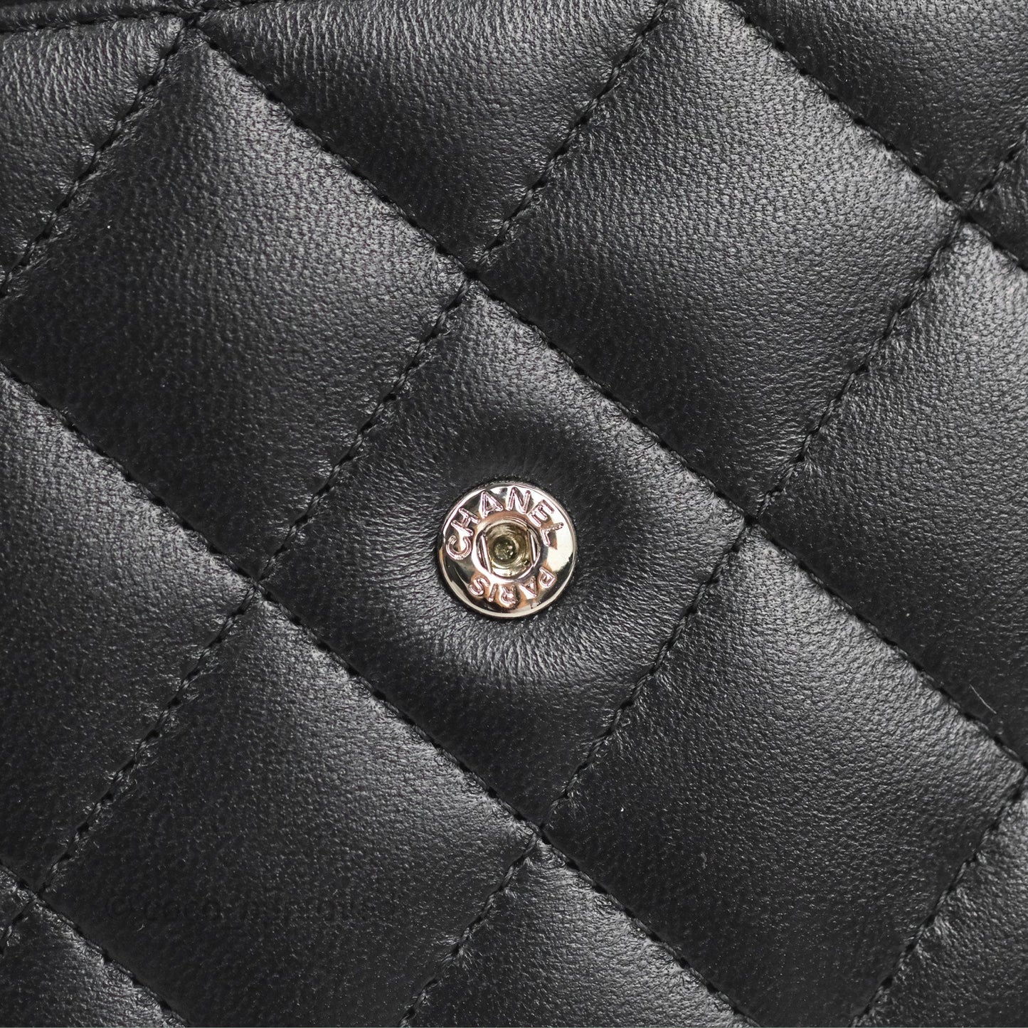 Chanel Quilted Classic Wallet on Chain WOC Black Lambskin Silver Hardware