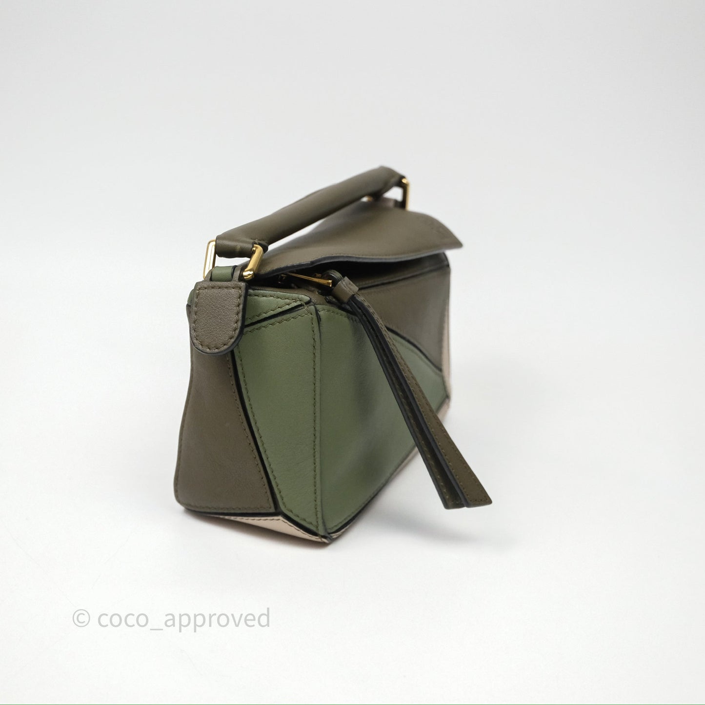 Loewe Mini Puzzle Bag Green Calfskin Gold Hardware