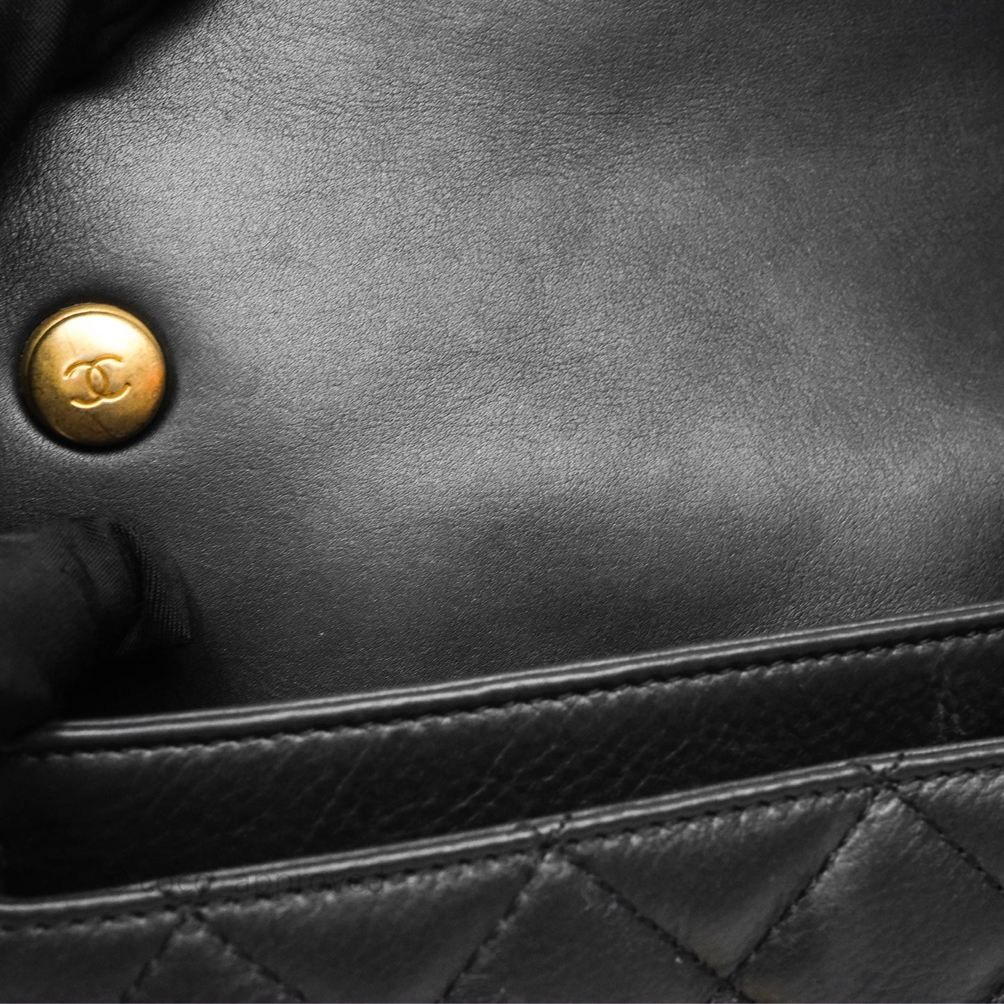 Chanel Mini Flap Top Handle Black Calfskin Aged Gold Hardware