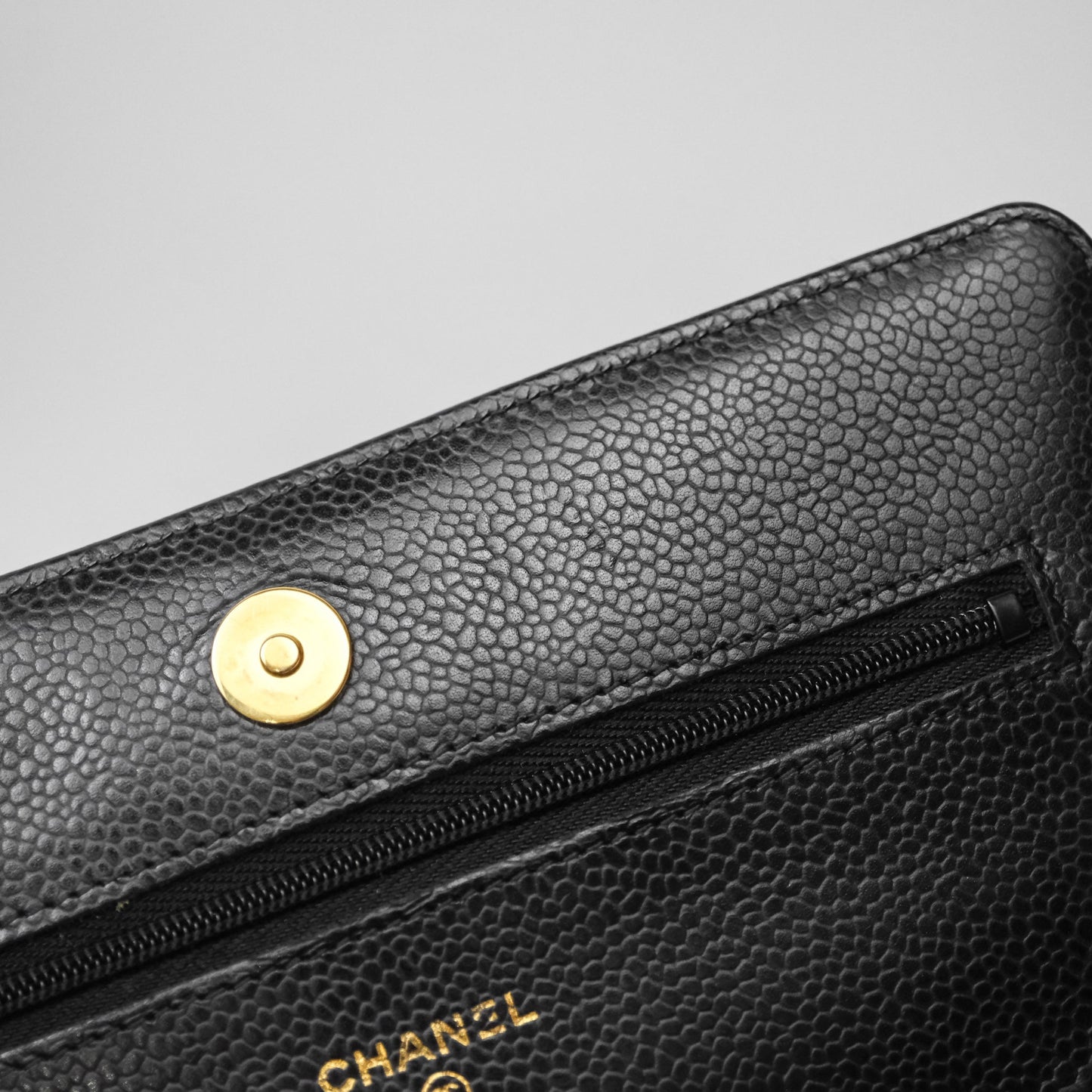 Chanel Quilted Wallet on Chain WOC Black Caviar Gold Hardware