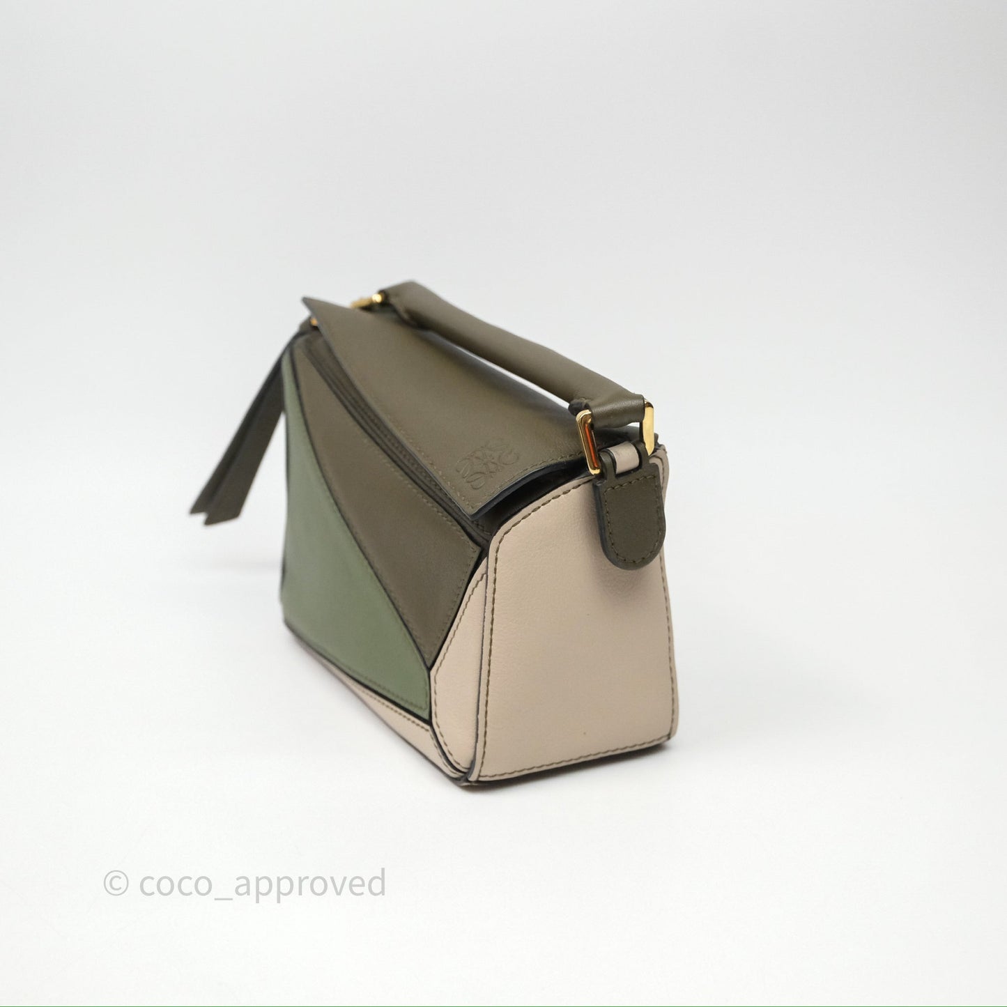 Loewe Mini Puzzle Bag Green Calfskin Gold Hardware