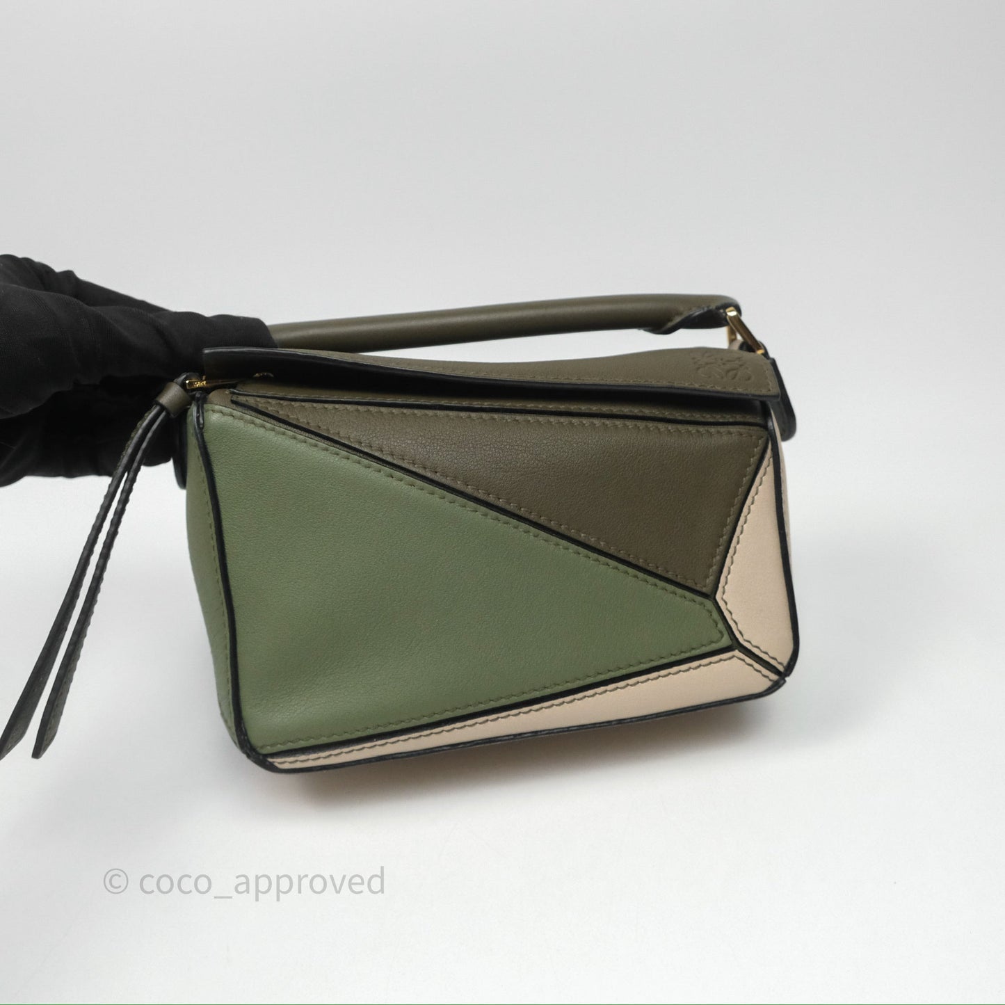 Loewe Mini Puzzle Bag Green Calfskin Gold Hardware