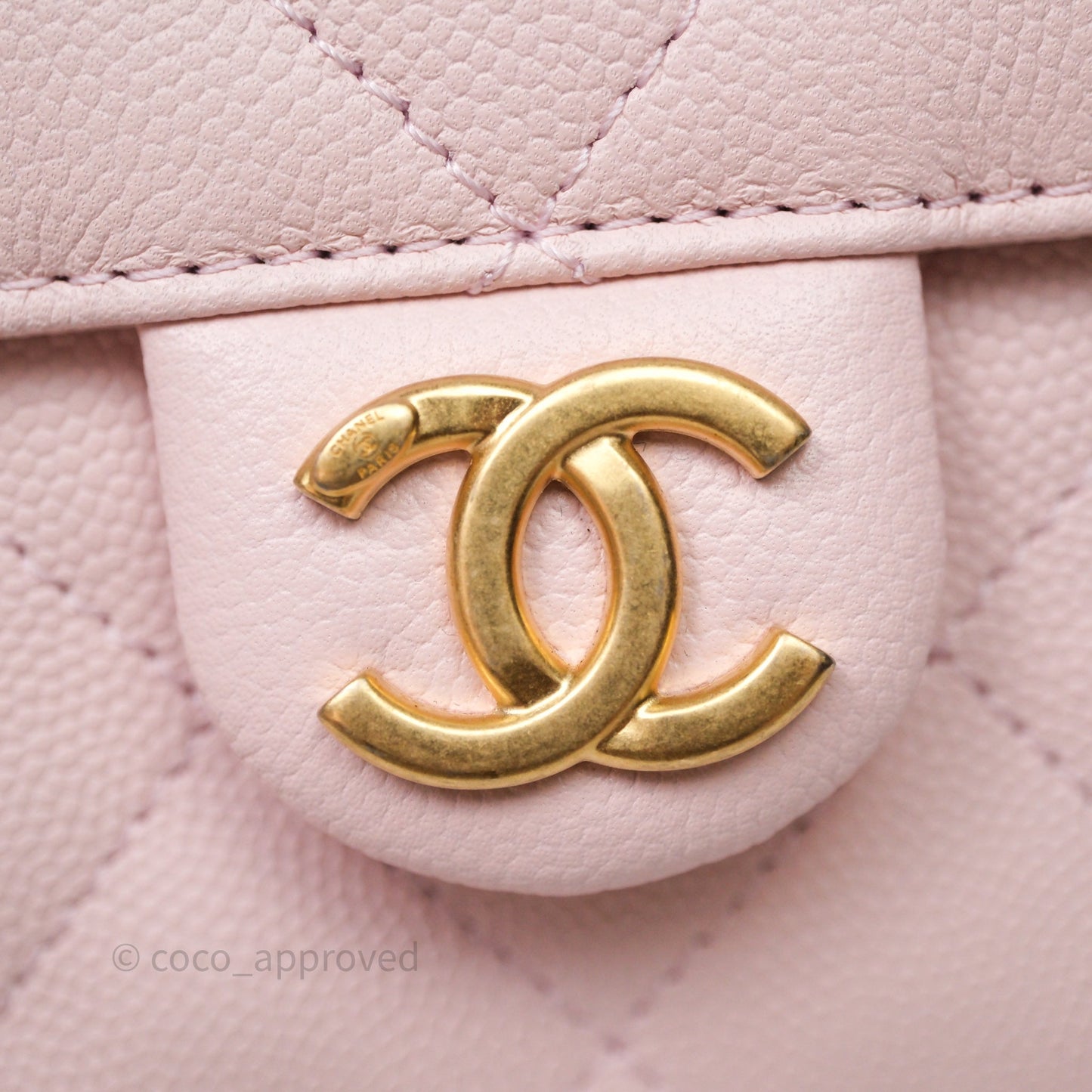 Chanel 25 Mini Pink Caviar Aged Gold Hardware