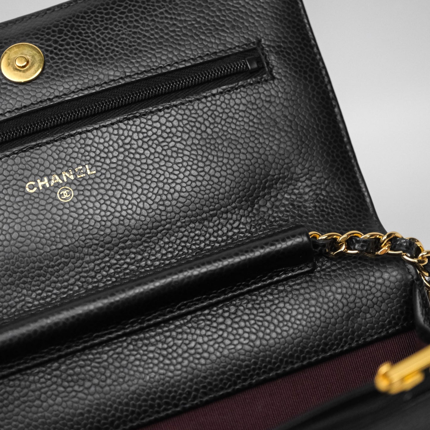 Chanel Quilted Wallet on Chain WOC Black Caviar Gold Hardware