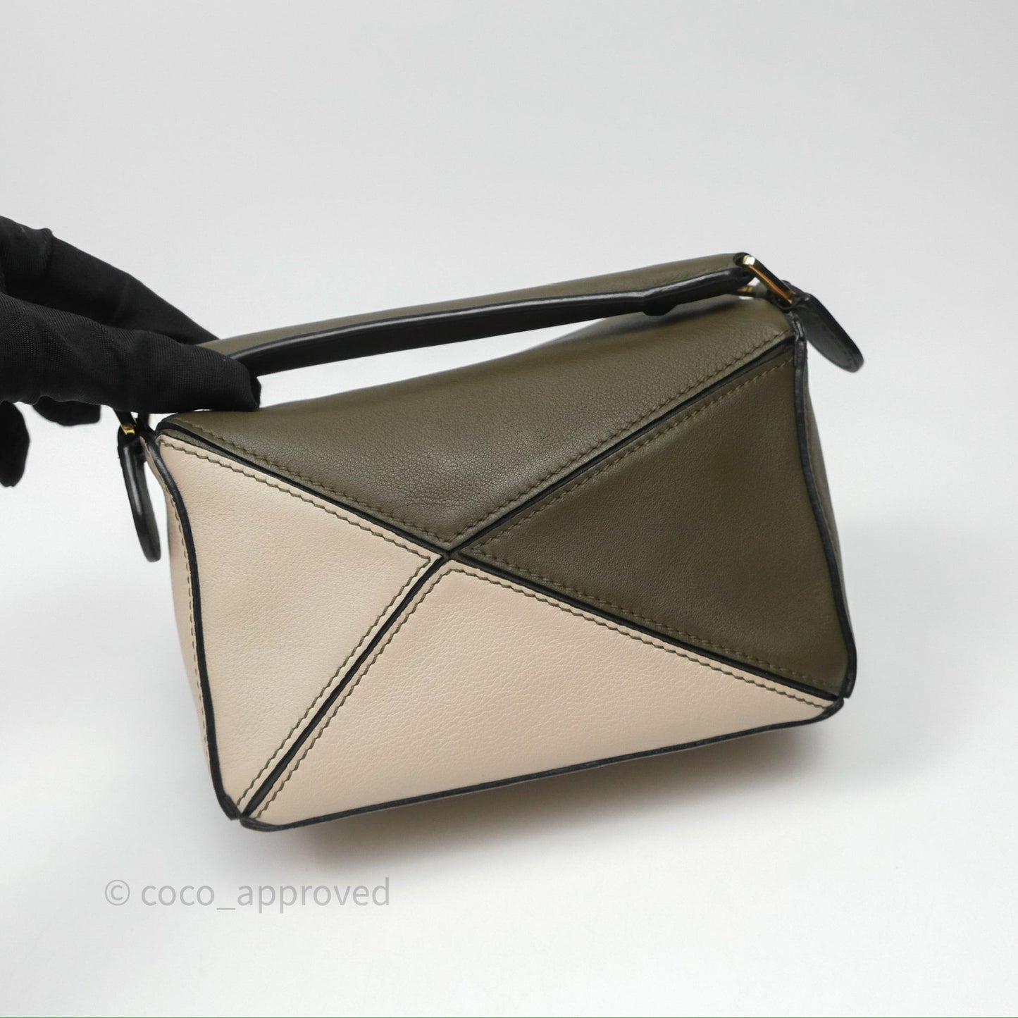 Loewe Mini Puzzle Bag Green Calfskin Gold Hardware