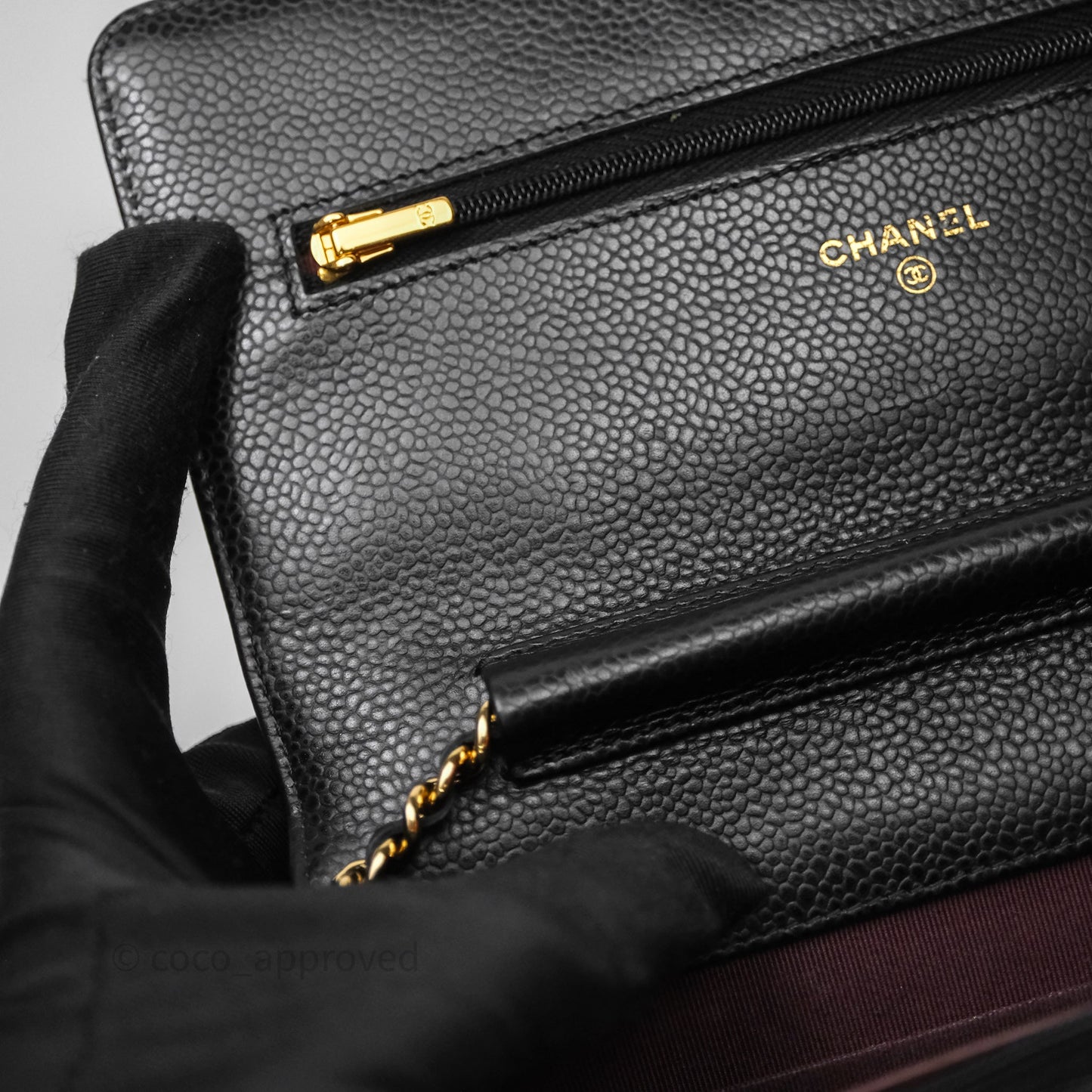 Chanel Quilted Wallet on Chain WOC Black Caviar Gold Hardware