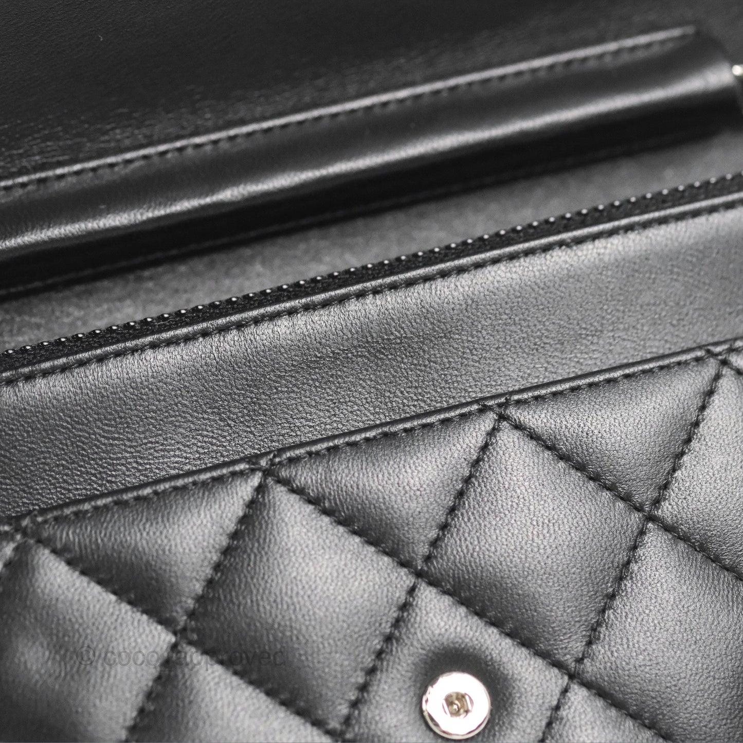 Chanel Quilted Classic Wallet on Chain WOC Black Lambskin Silver Hardware