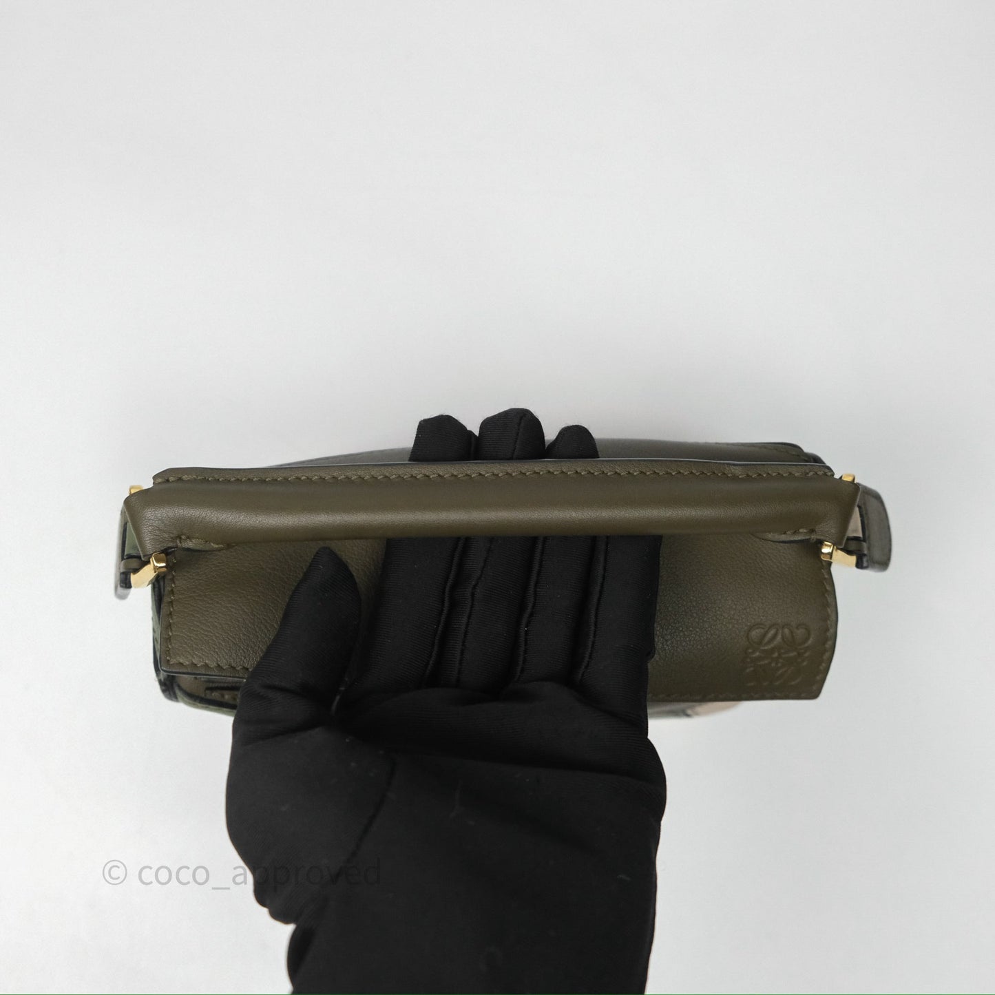 Loewe Mini Puzzle Bag Green Calfskin Gold Hardware