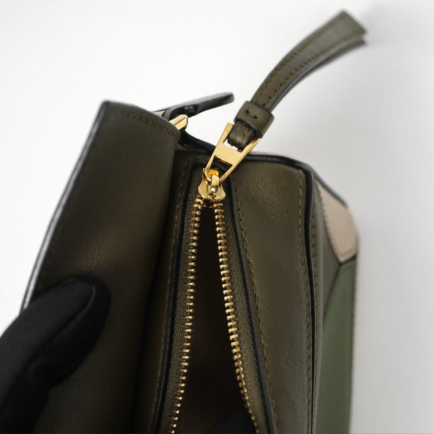 Loewe Mini Puzzle Bag Green Calfskin Gold Hardware