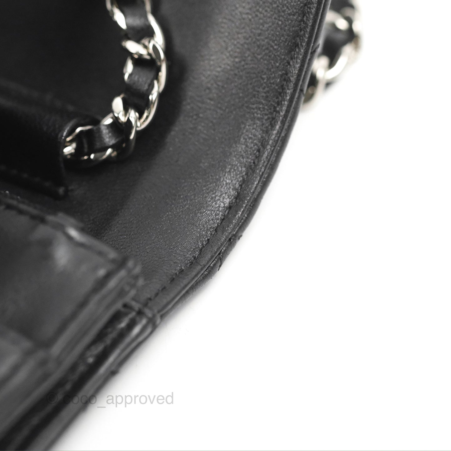 Chanel Quilted Classic Wallet on Chain WOC Black Lambskin Silver Hardware
