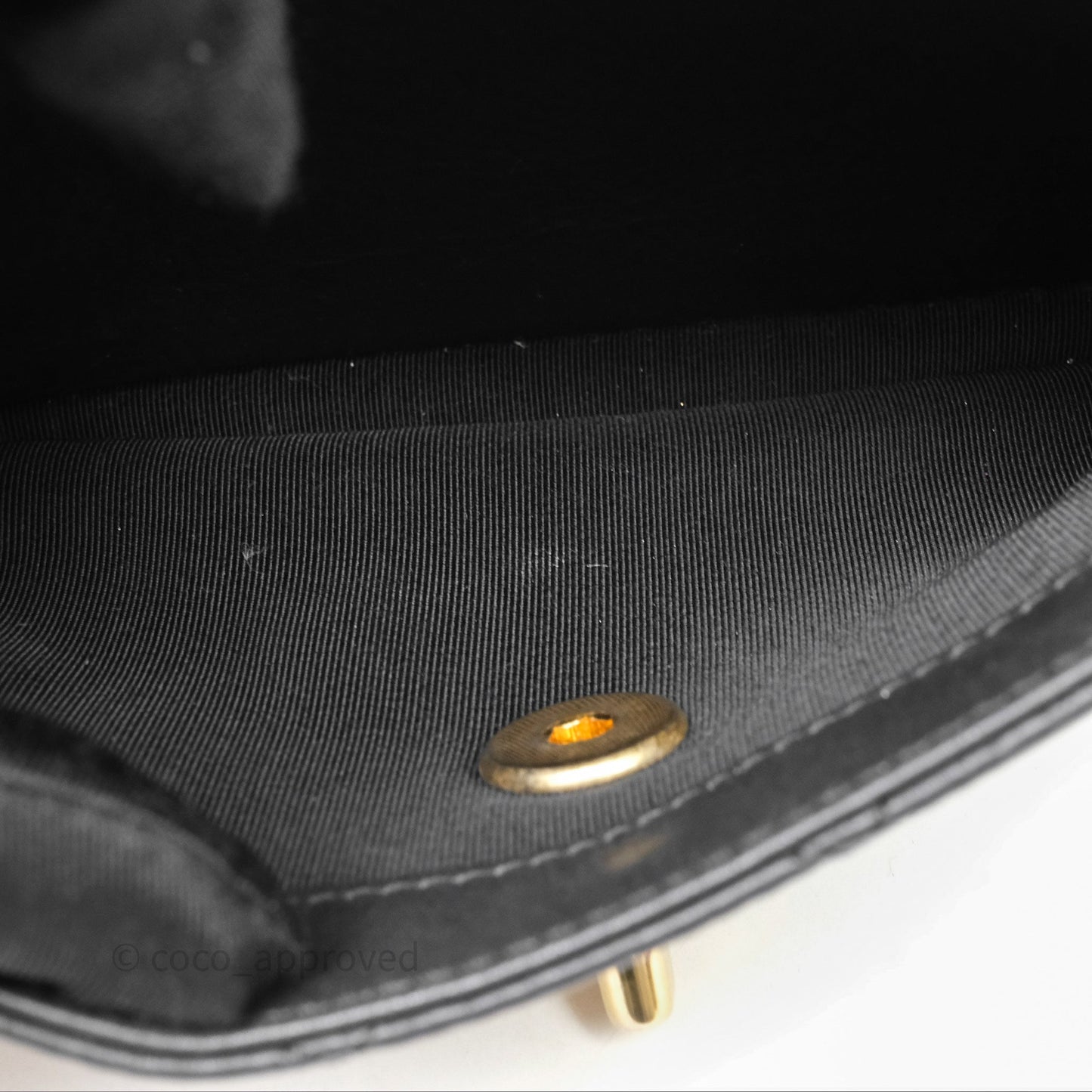 Chanel Mini Flap Top Handle Black Calfskin Aged Gold Hardware