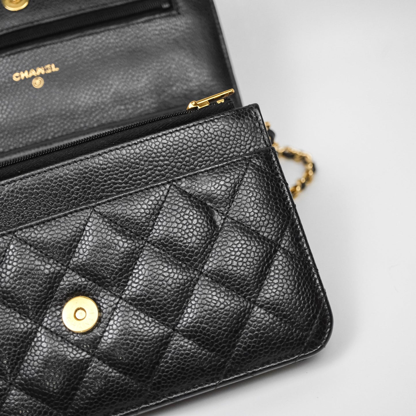 Chanel Quilted Wallet on Chain WOC Black Caviar Gold Hardware