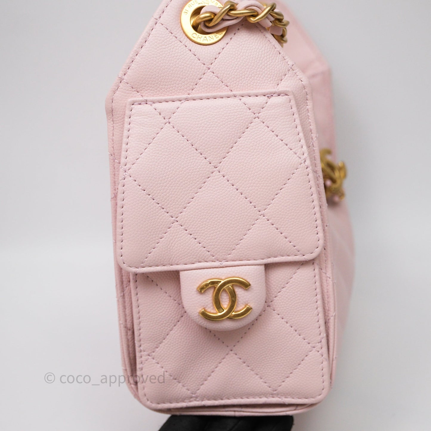 Chanel 25 Mini Pink Caviar Aged Gold Hardware