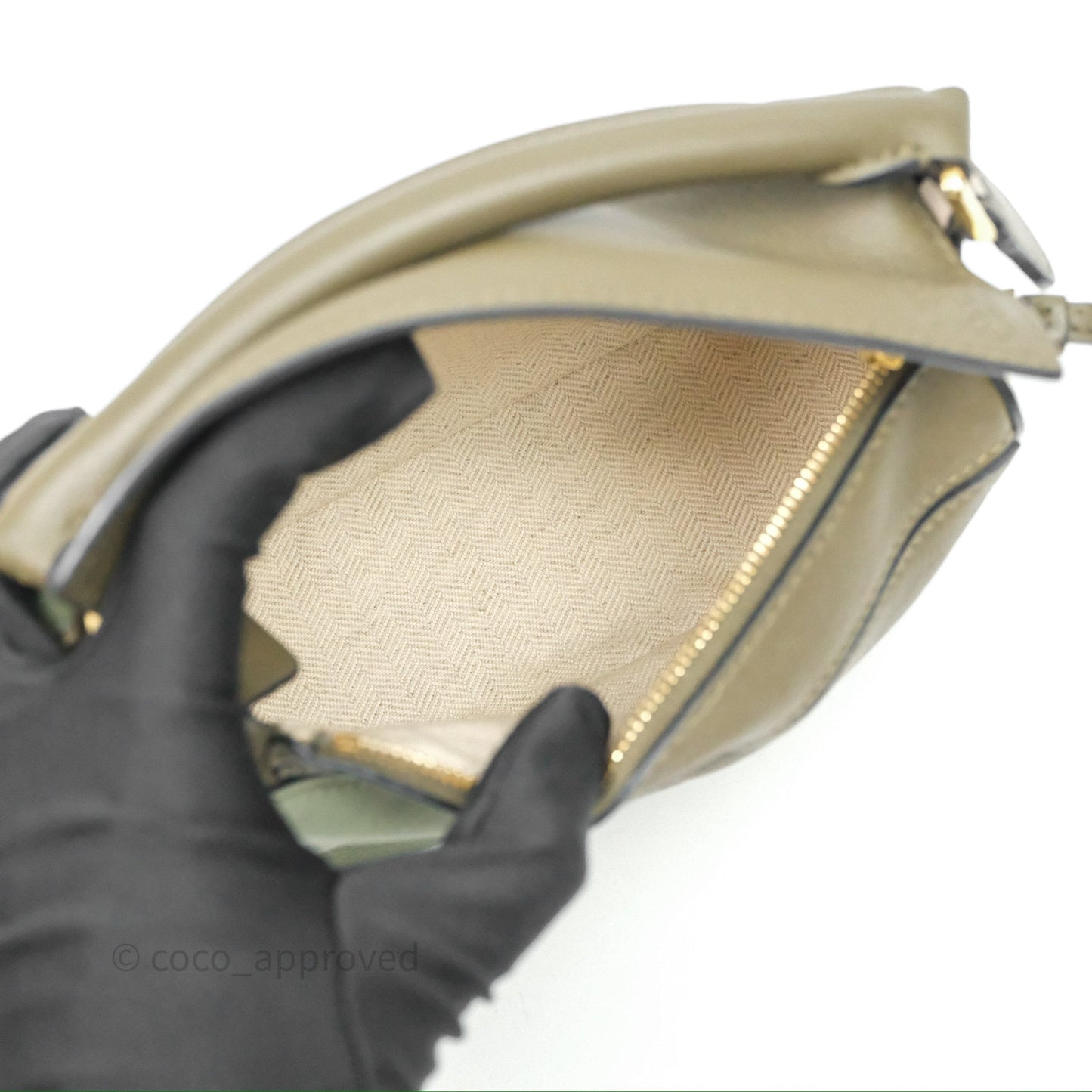 Loewe Mini Puzzle Bag Green Calfskin Gold Hardware