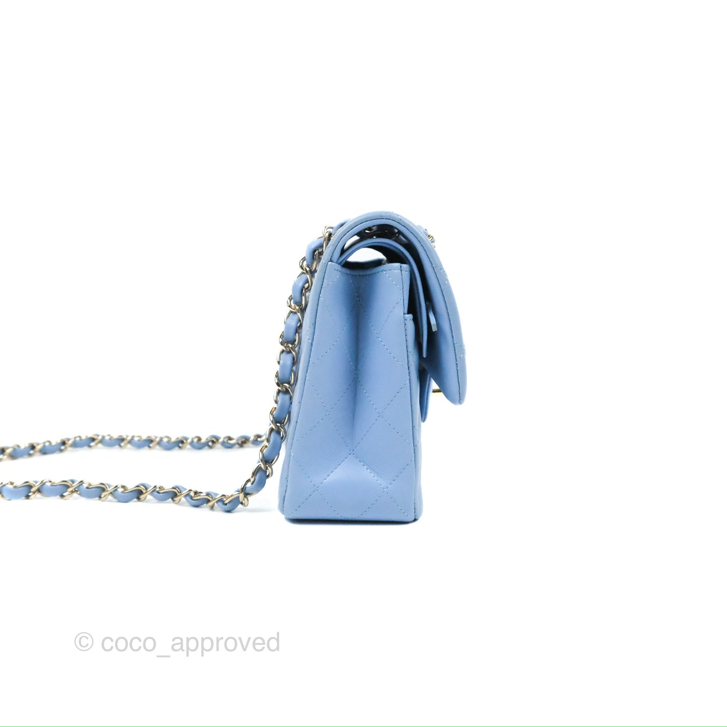 Chanel Small Classic Quilted Flap Light Sky Blue Lambskin Gold Hardware 21C