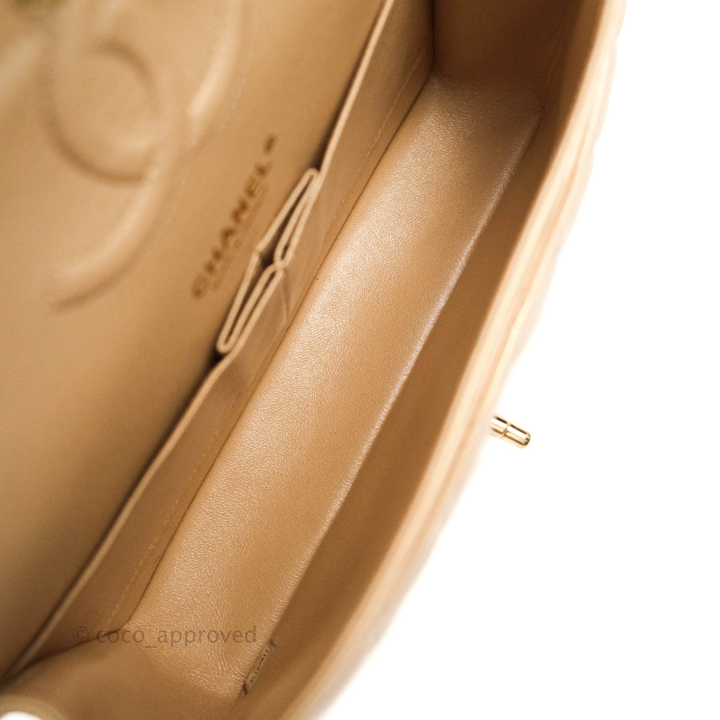 Chanel Classic M/L Medium Double Flap Iridescent Beige Calfskin Gold Hardware 21S
