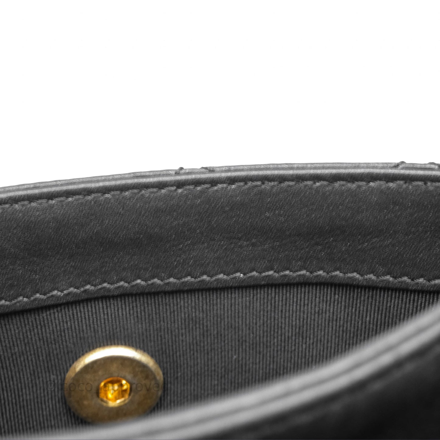 Chanel Mini Flap Top Handle Black Calfskin Aged Gold Hardware
