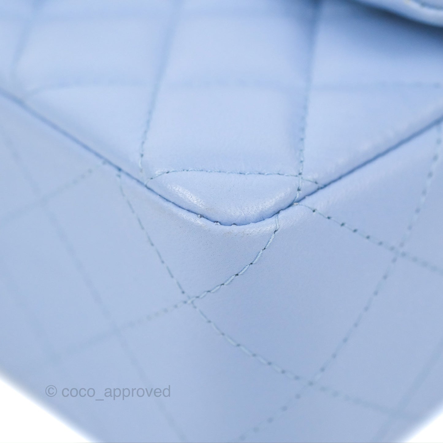 Chanel Quilted Mini Rectangular Flap Sky Blue Lambskin Gold Hardware
