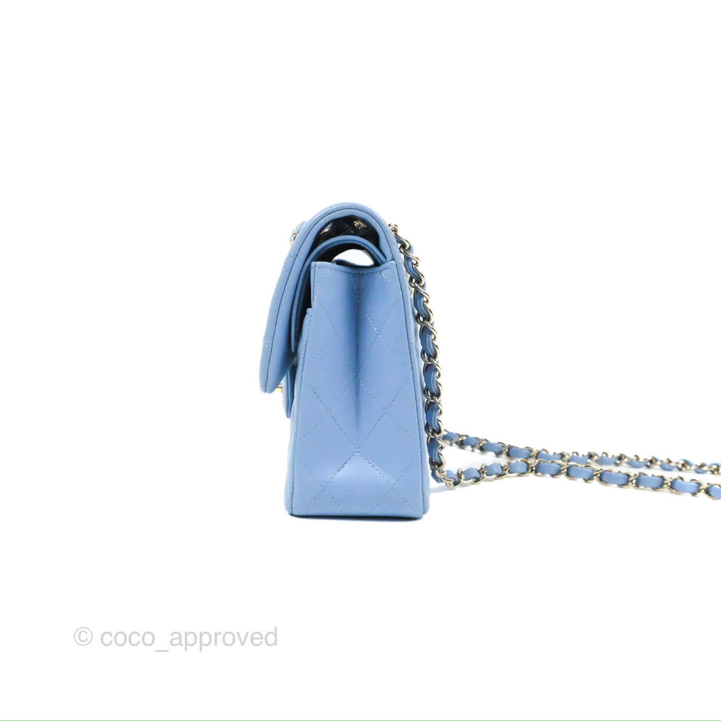 Chanel Small Classic Quilted Flap Light Sky Blue Lambskin Gold Hardware 21C