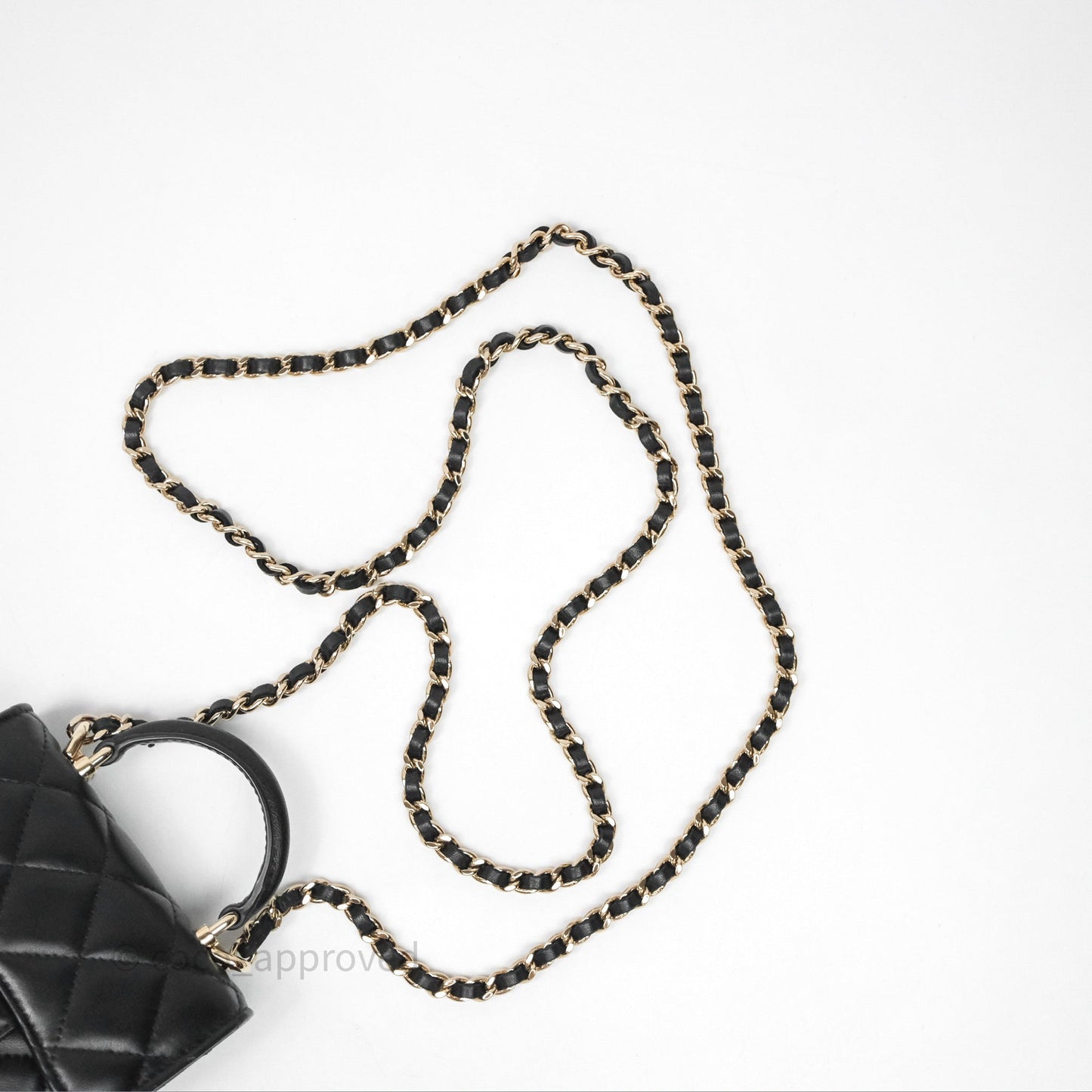 Chanel Mini Handle Clutch With Chain Black Lambskin Gold Hardware