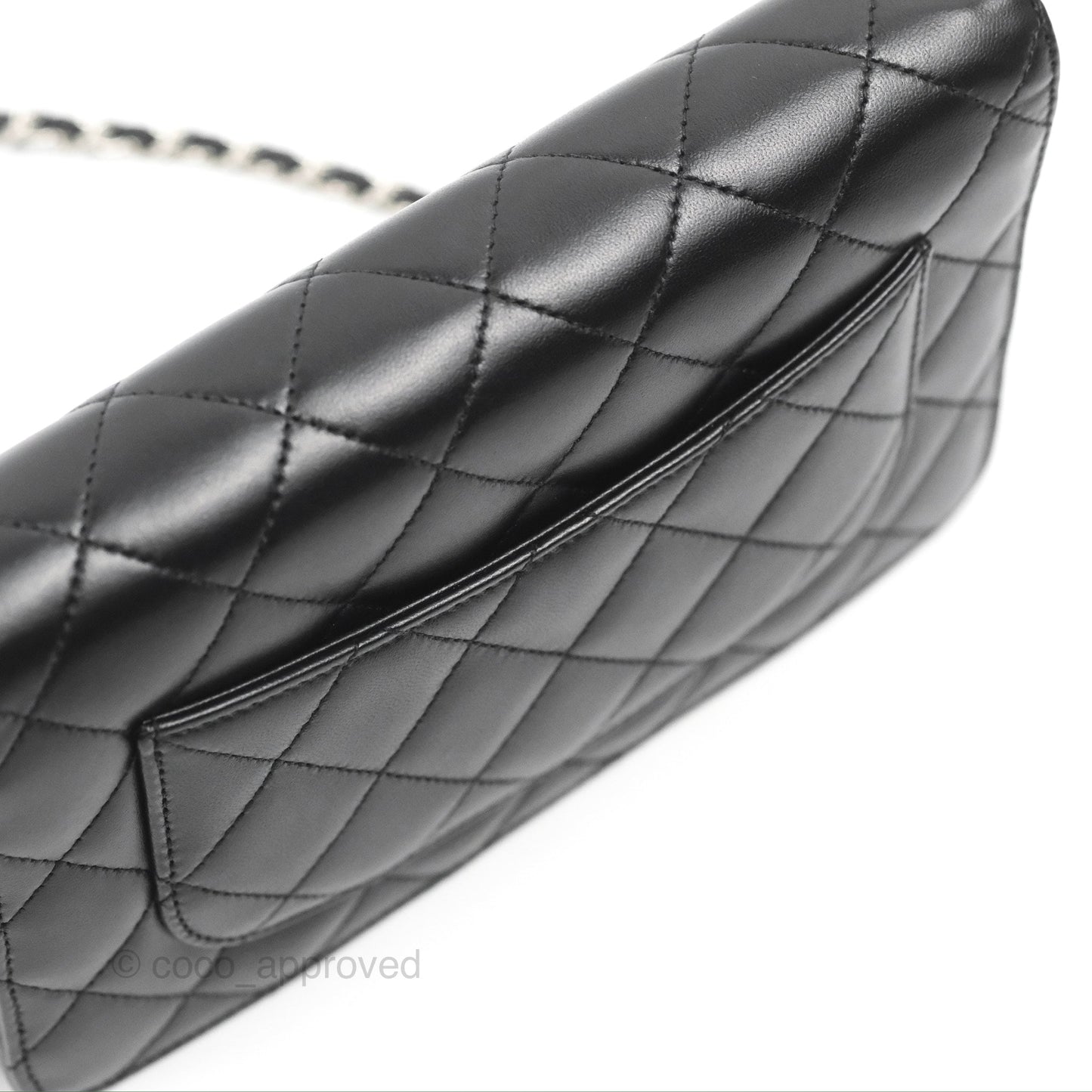 Chanel Quilted Classic Wallet on Chain WOC Black Lambskin Silver Hardware