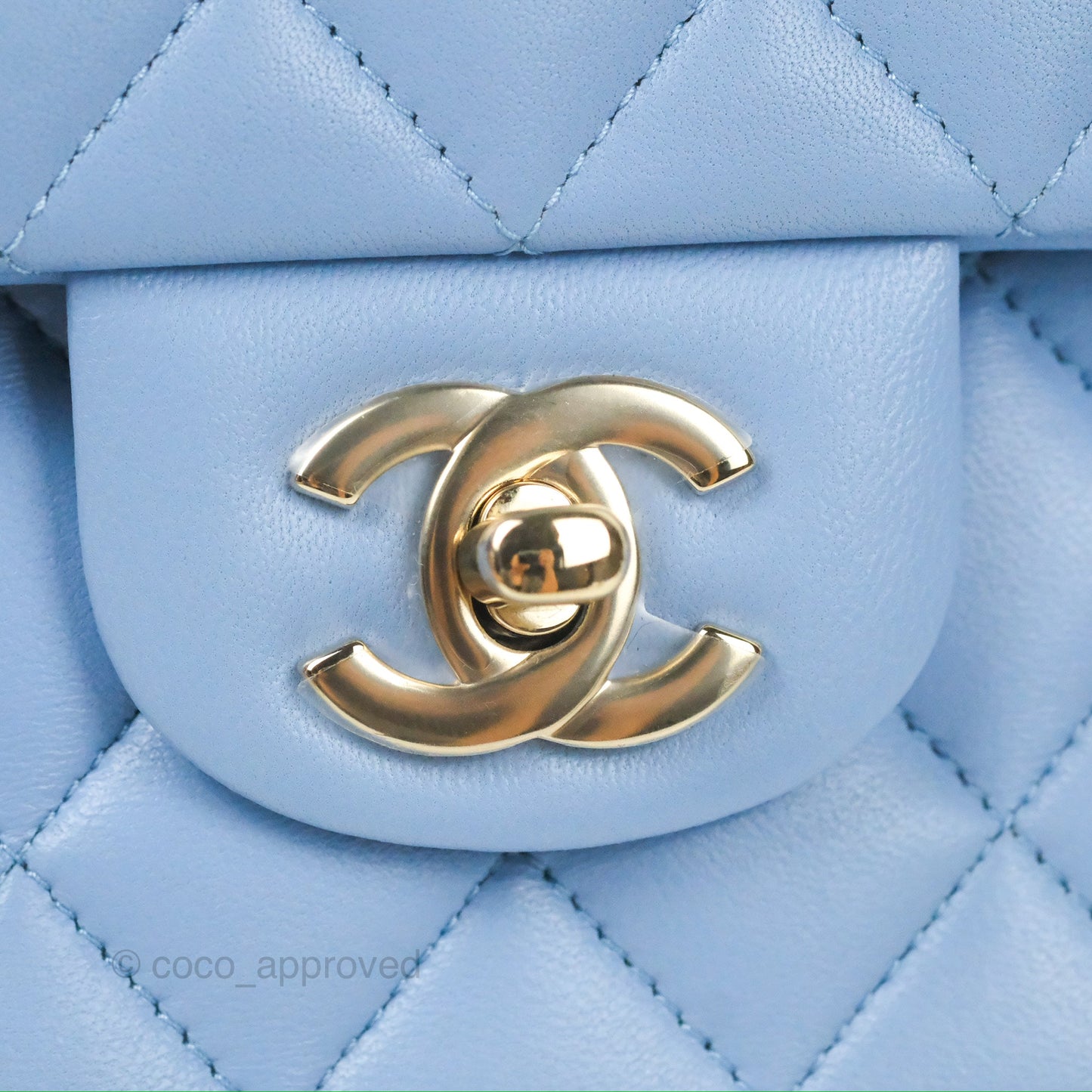 Chanel Small Classic Quilted Flap Light Sky Blue Lambskin Gold Hardware 21C