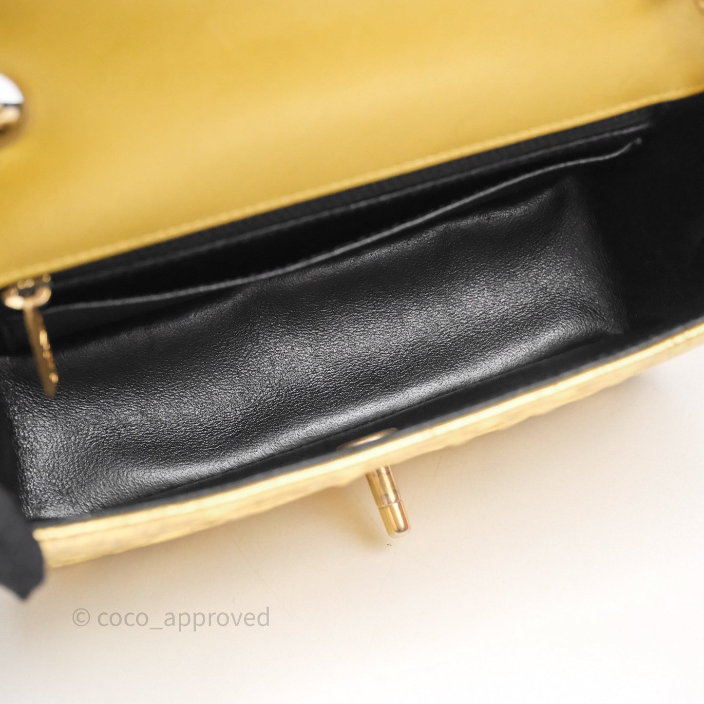 Chanel Mini Rectangular Gold Metallic Calfskin Crocodile Embossed